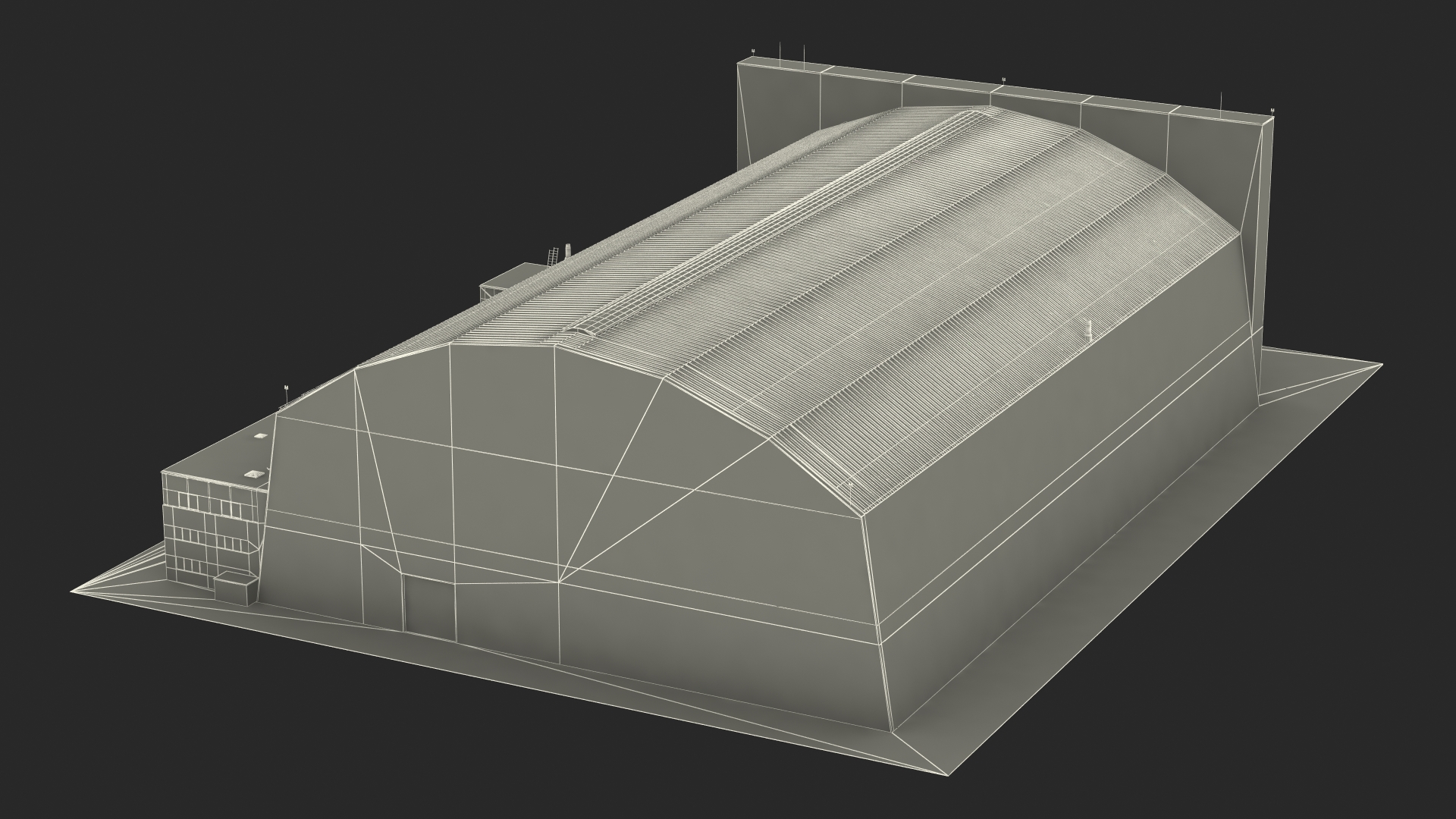 3D model Airship Hangar with Blimp