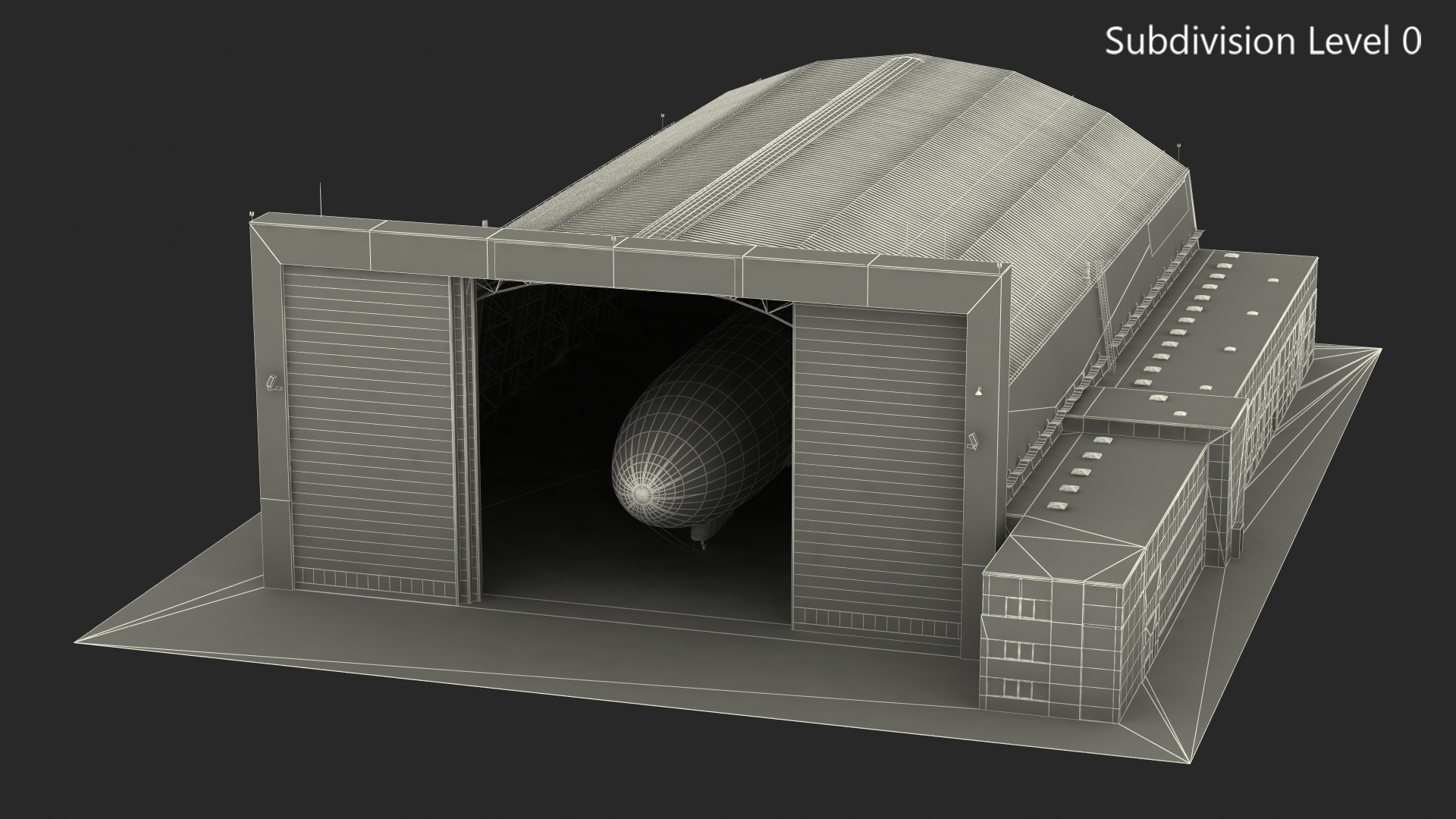 3D model Airship Hangar with Blimp