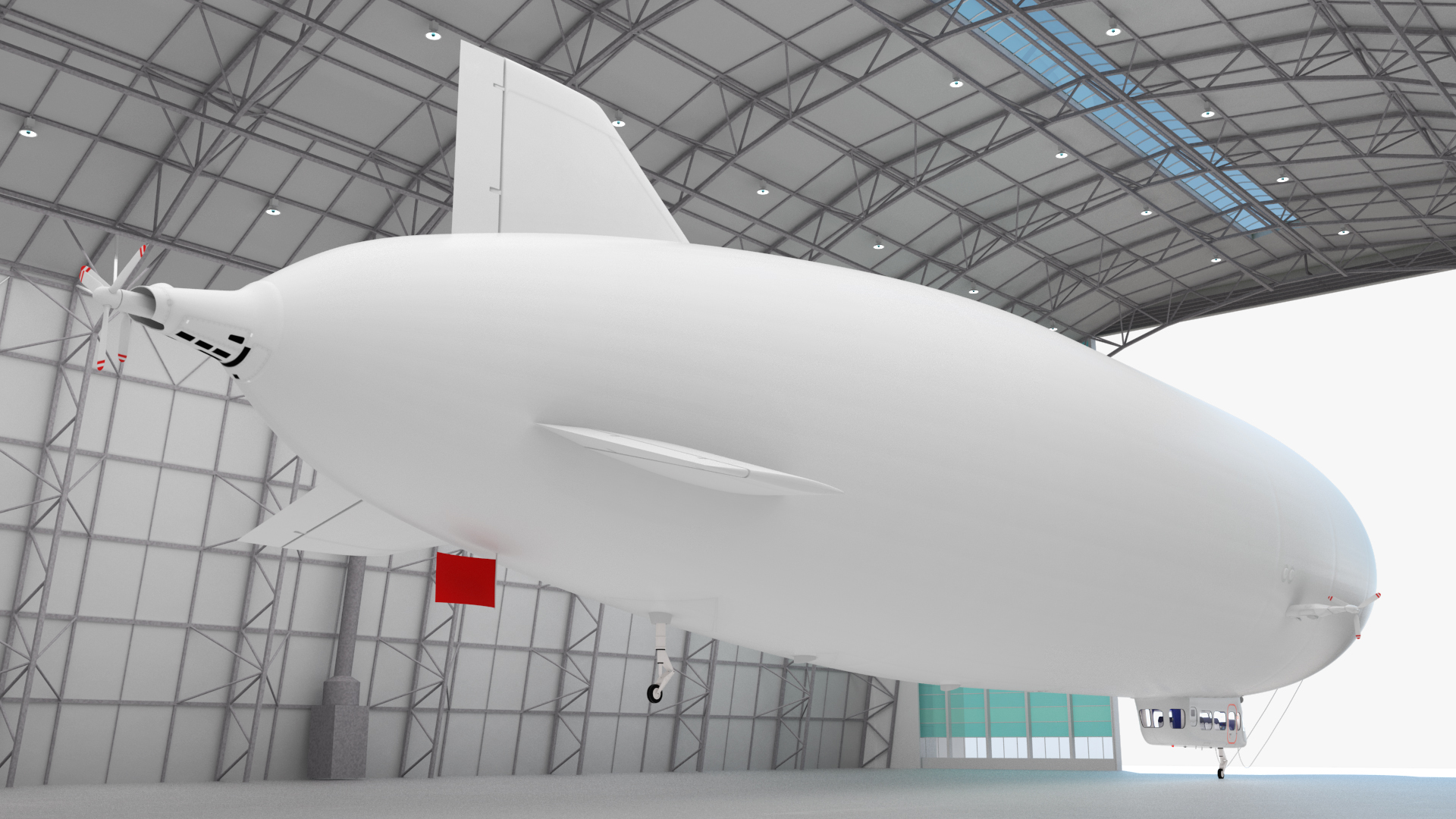 3D model Airship Hangar with Blimp