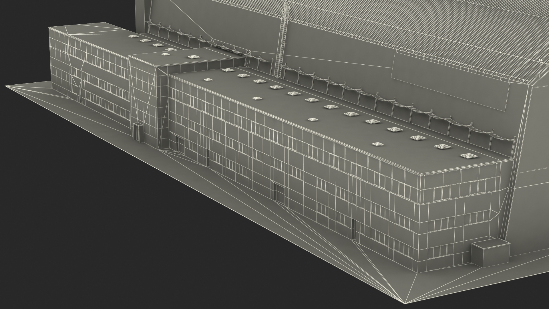 3D model Airship Hangar with Blimp