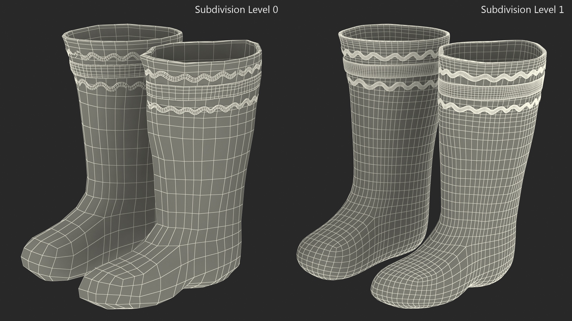 3D Warm White Felt Boots With Embroidery Fur