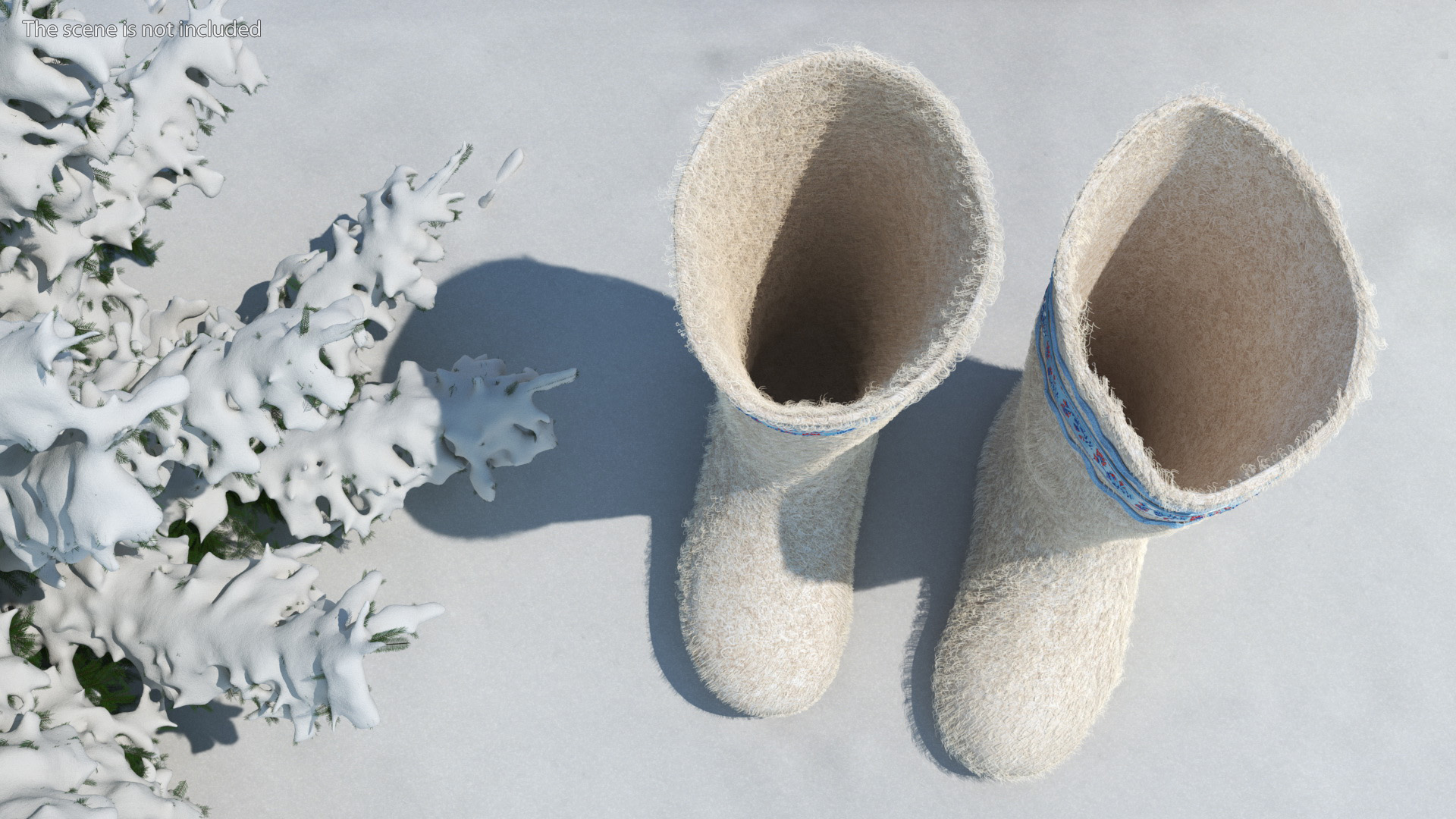 3D Warm White Felt Boots With Embroidery Fur
