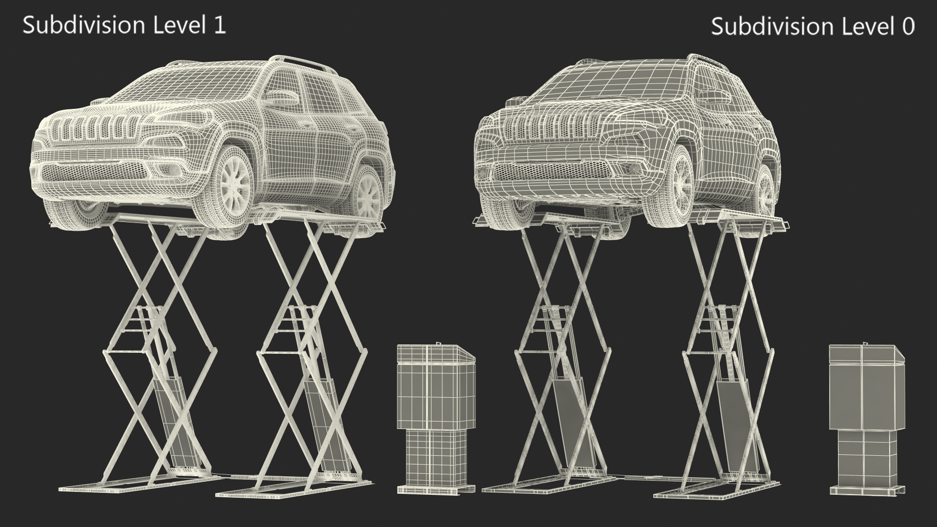 3D Automotive Scissor Lift and SUV