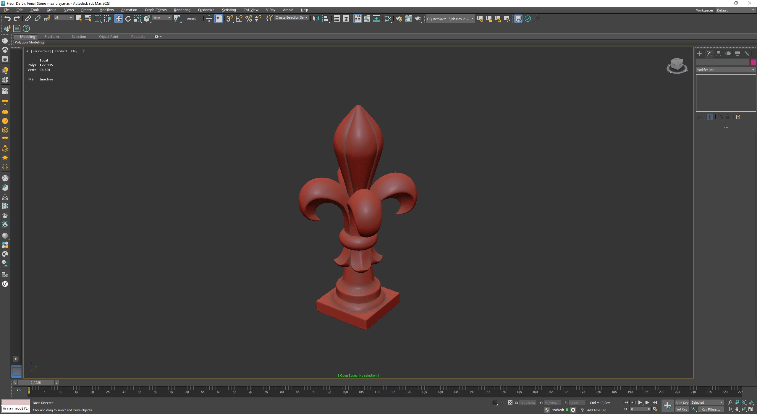 3D Fleur De Lis Finial Stone for 3D Print model