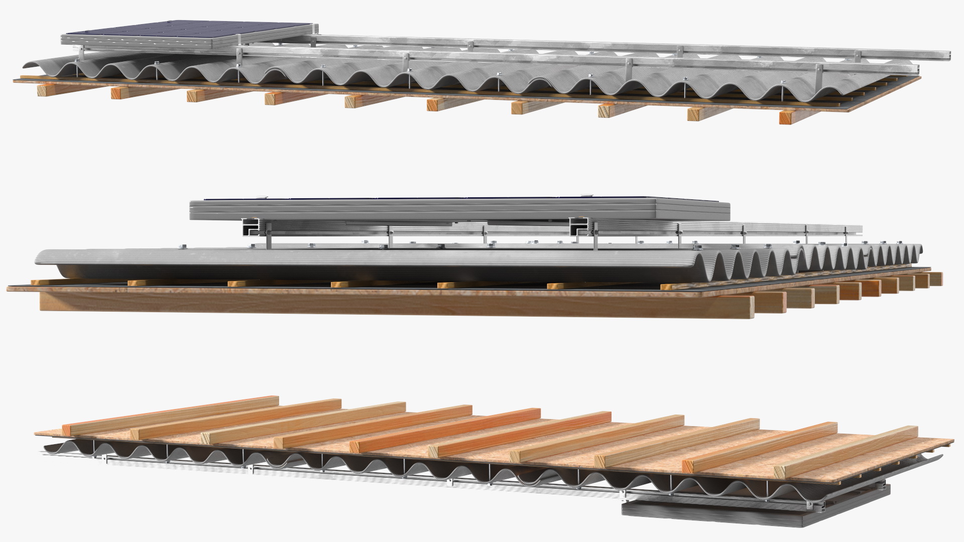 3D Asbestos Roof Slate with Solar Panel
