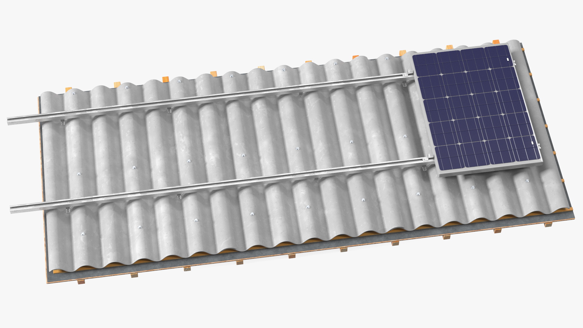 3D Asbestos Roof Slate with Solar Panel