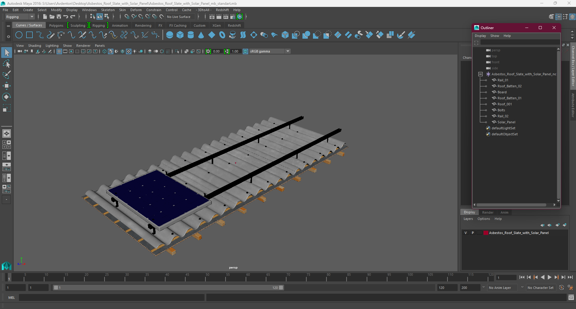 3D Asbestos Roof Slate with Solar Panel