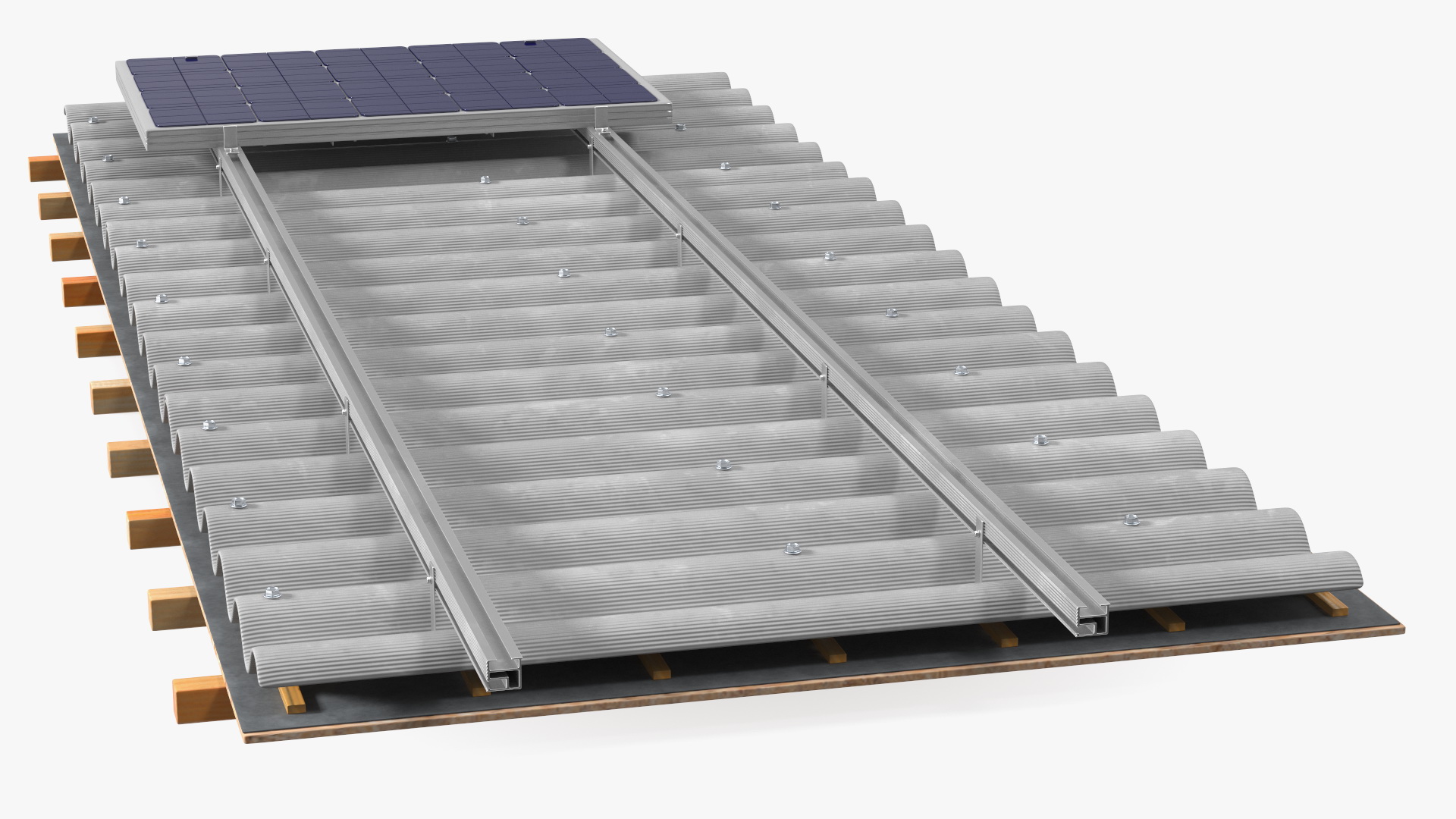 3D Asbestos Roof Slate with Solar Panel