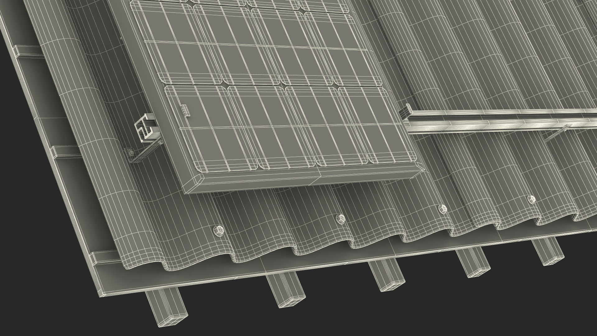 3D Asbestos Roof Slate with Solar Panel