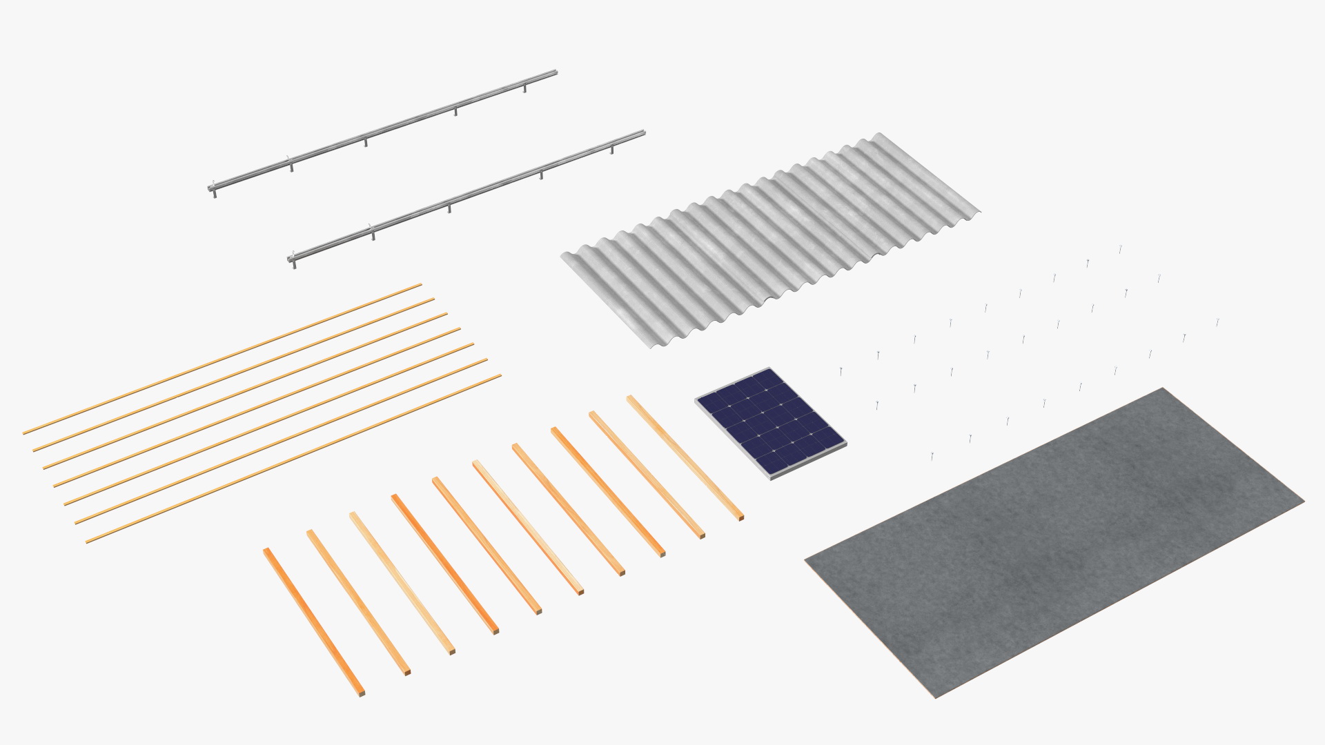 3D Asbestos Roof Slate with Solar Panel