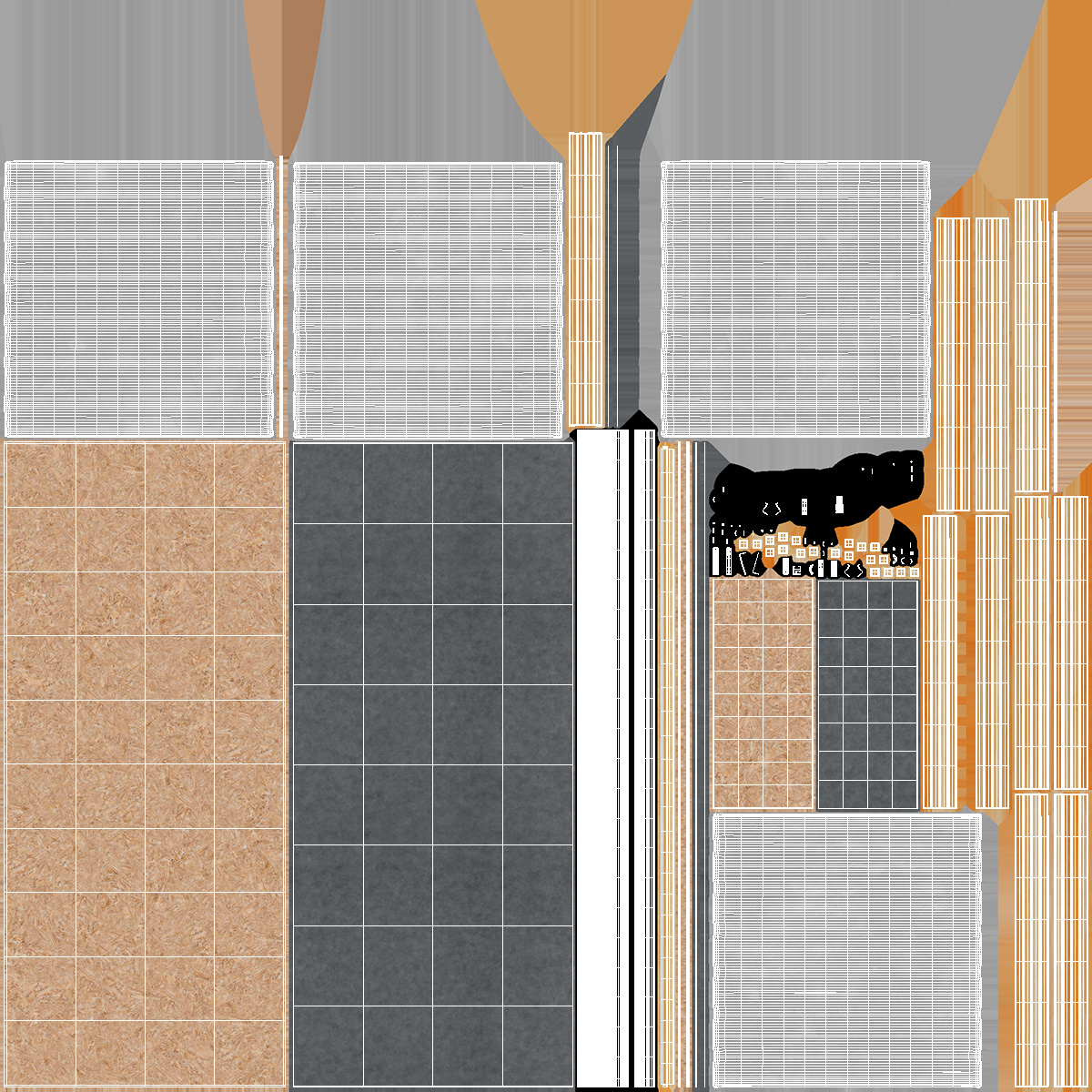 3D Asbestos Roof Slate with Solar Panel