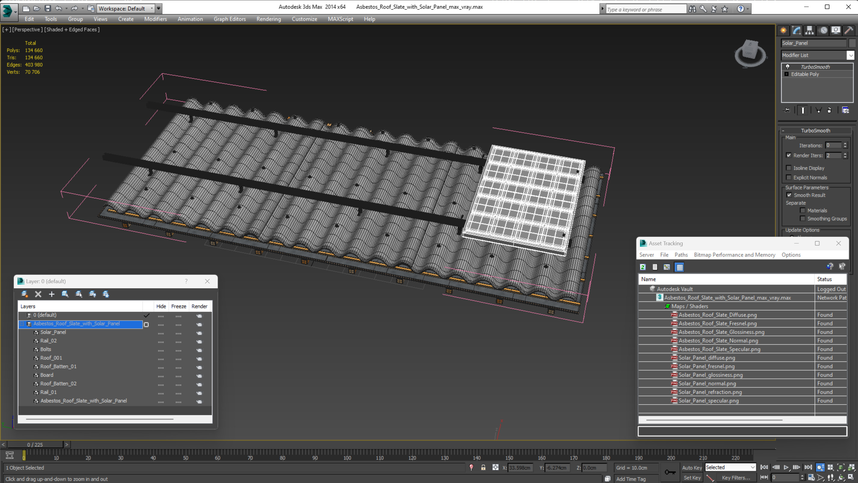3D Asbestos Roof Slate with Solar Panel