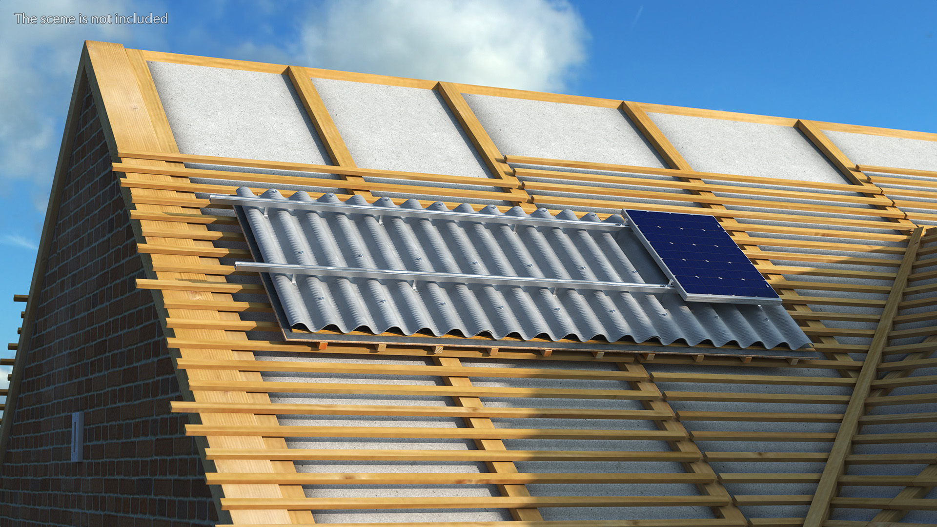 3D Asbestos Roof Slate with Solar Panel