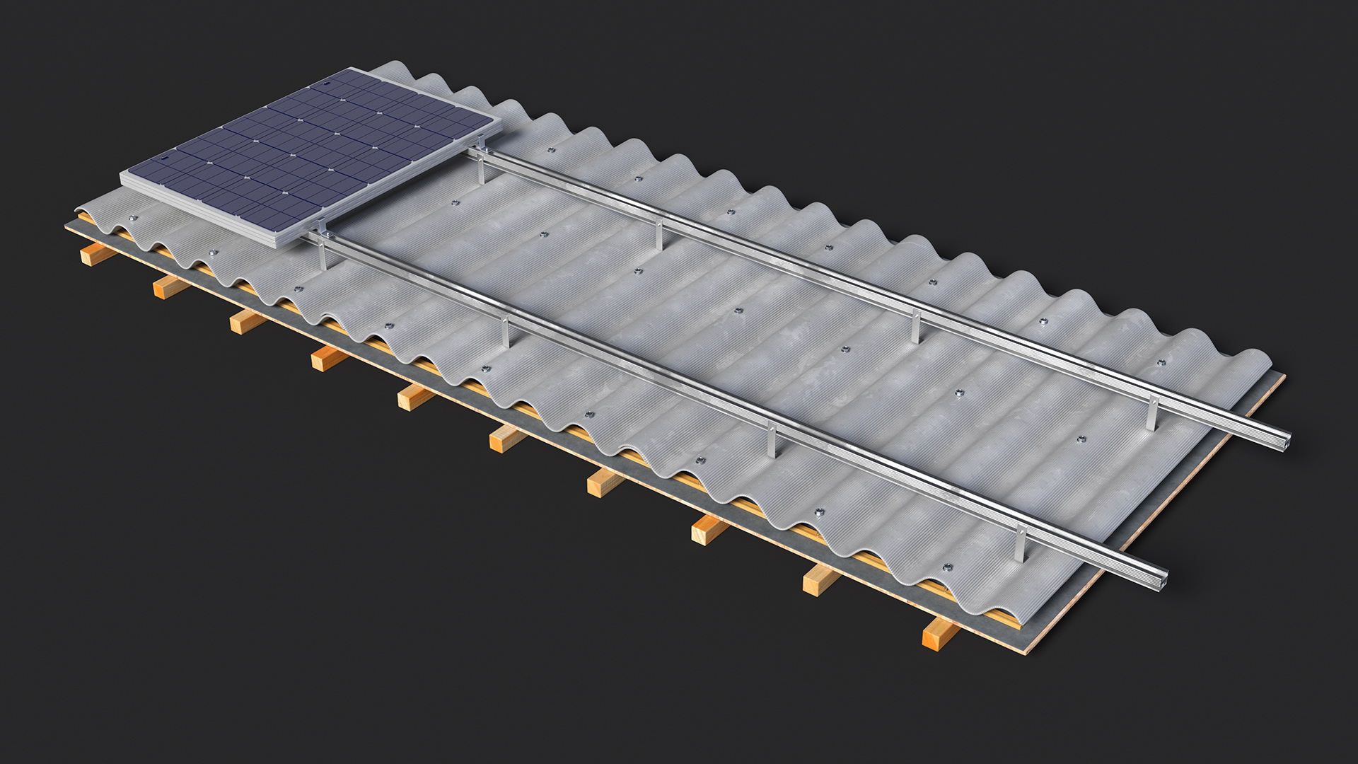 3D Asbestos Roof Slate with Solar Panel