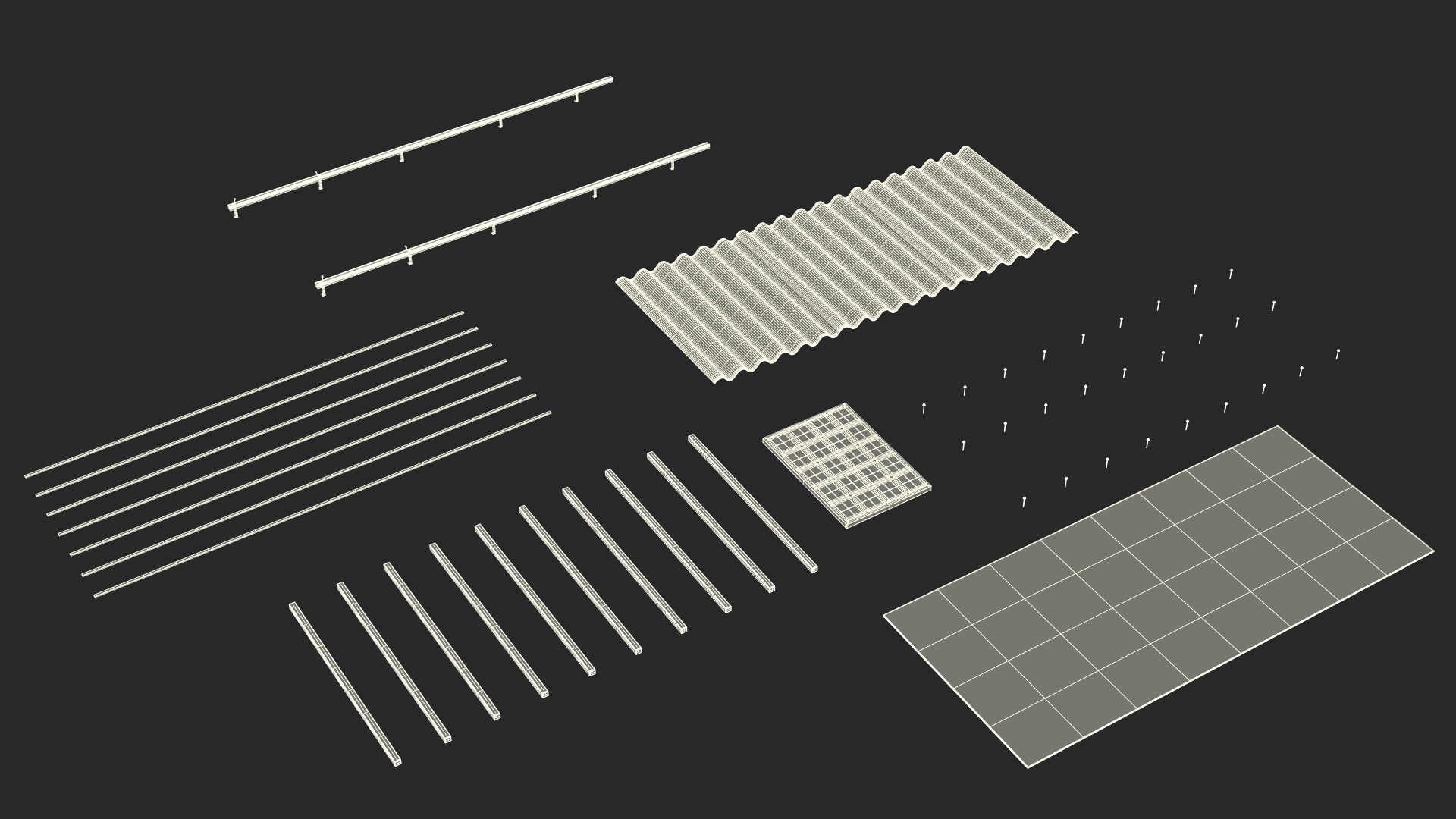 3D Asbestos Roof Slate with Solar Panel