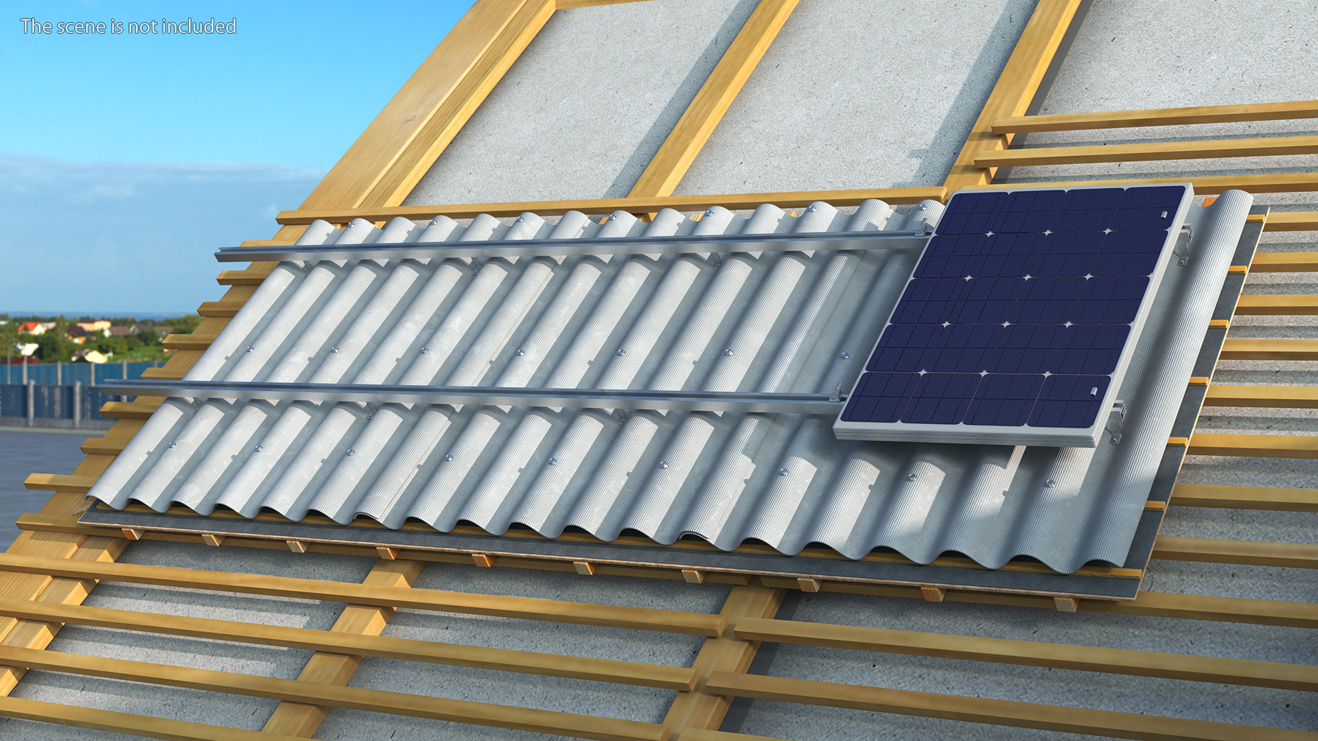 3D Asbestos Roof Slate with Solar Panel