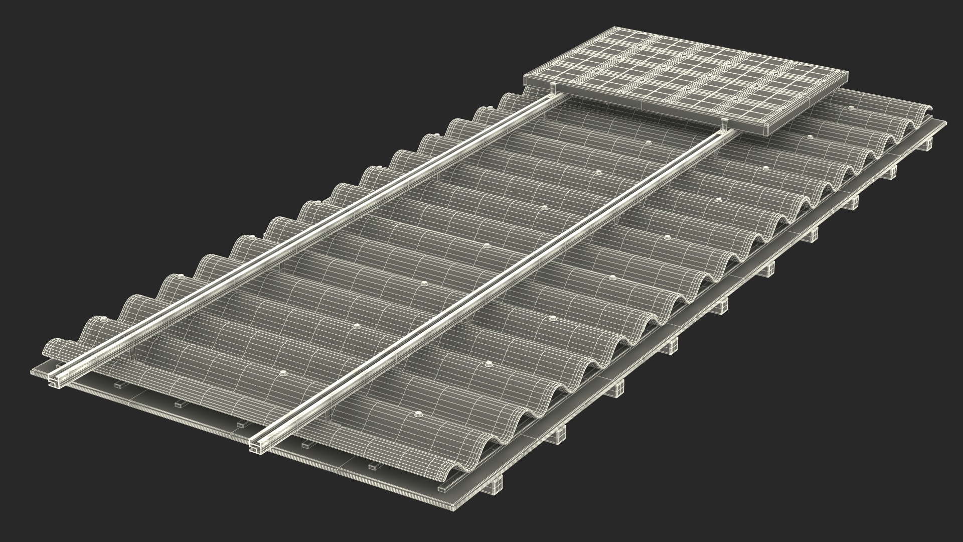 3D Asbestos Roof Slate with Solar Panel