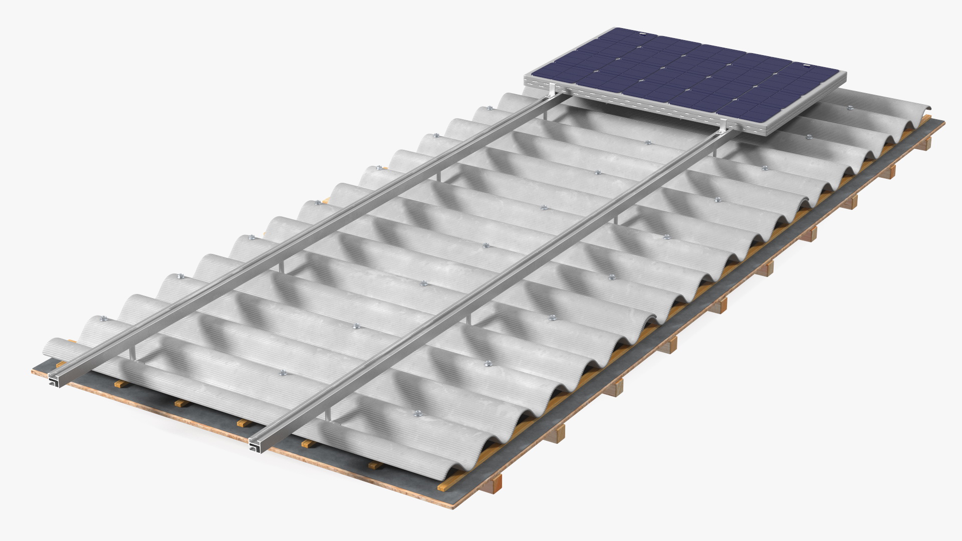 3D Asbestos Roof Slate with Solar Panel