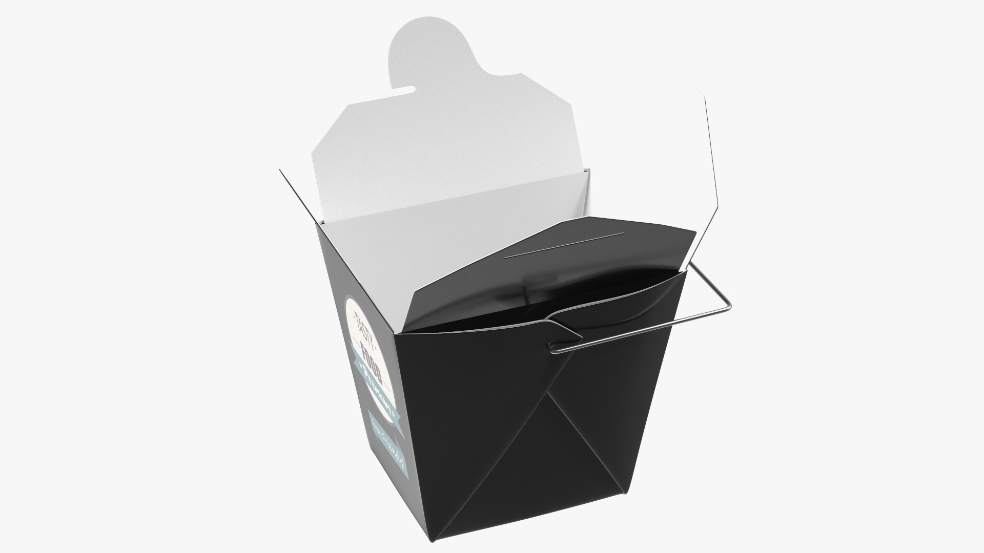 Black Paper Chinese Takeout Box 32 Oz Opened 3D model