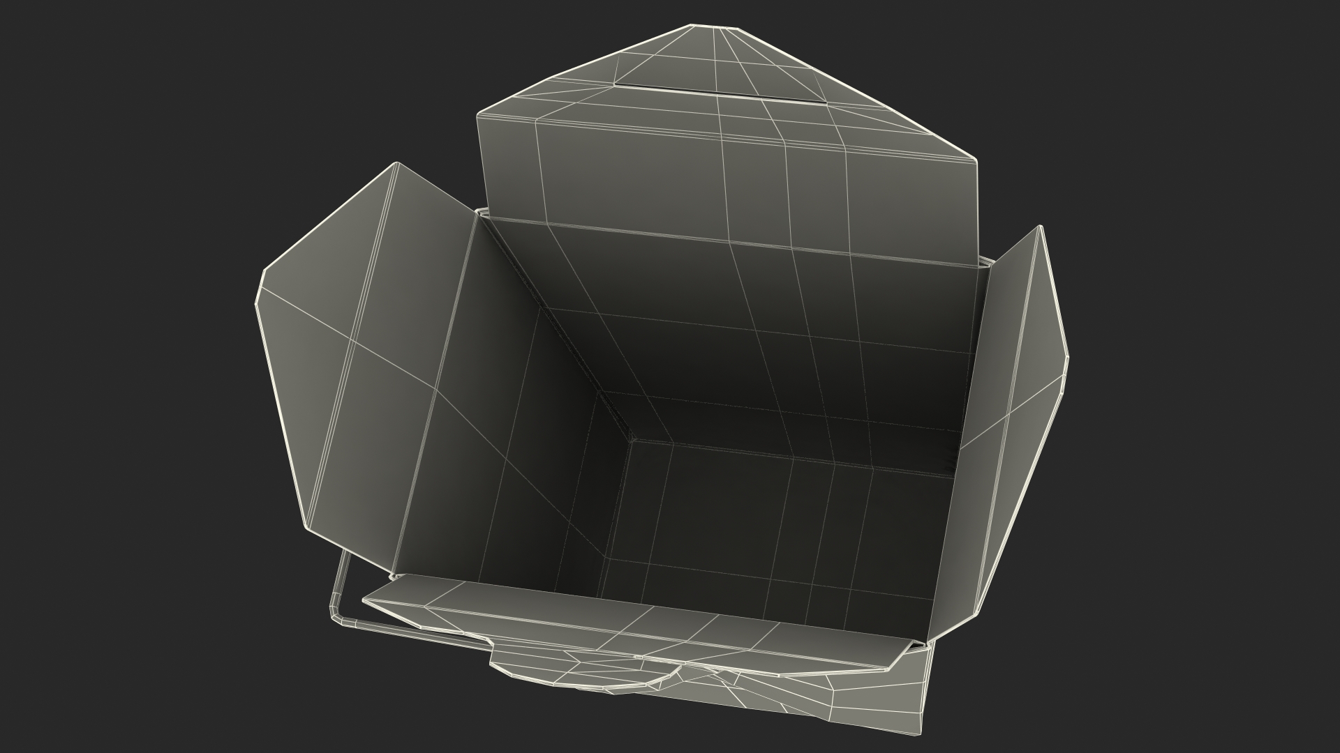 Black Paper Chinese Takeout Box 32 Oz Opened 3D model