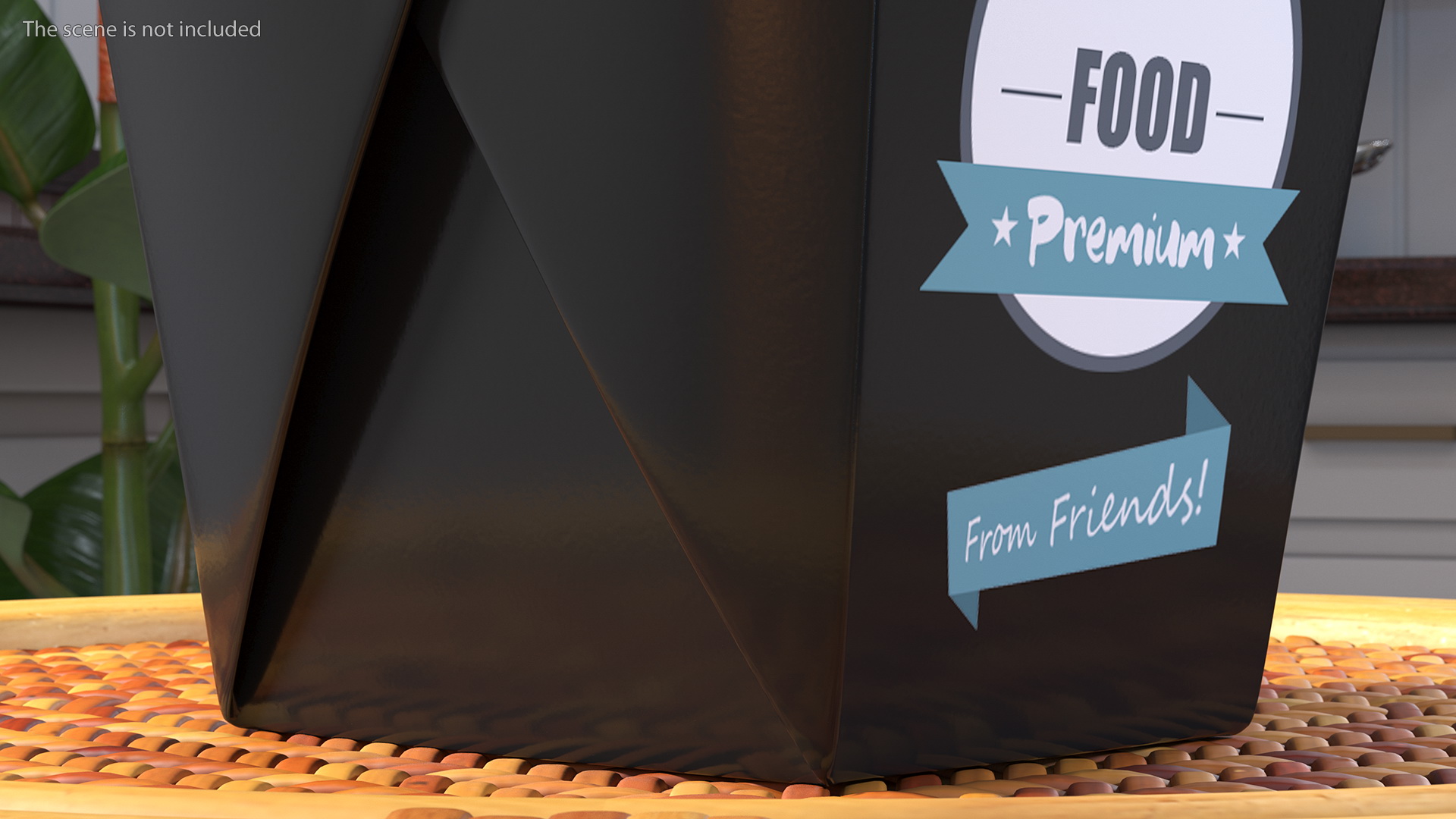 Black Paper Chinese Takeout Box 32 Oz Opened 3D model