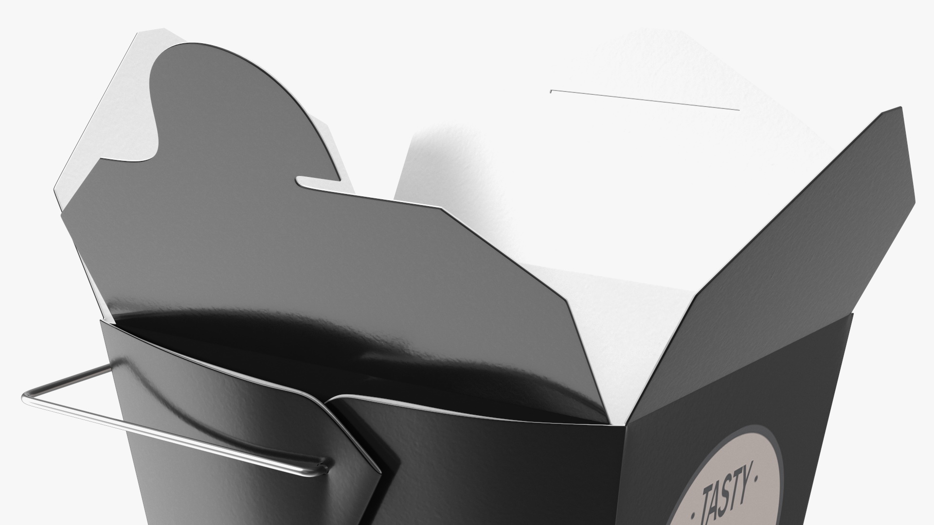 Black Paper Chinese Takeout Box 32 Oz Opened 3D model