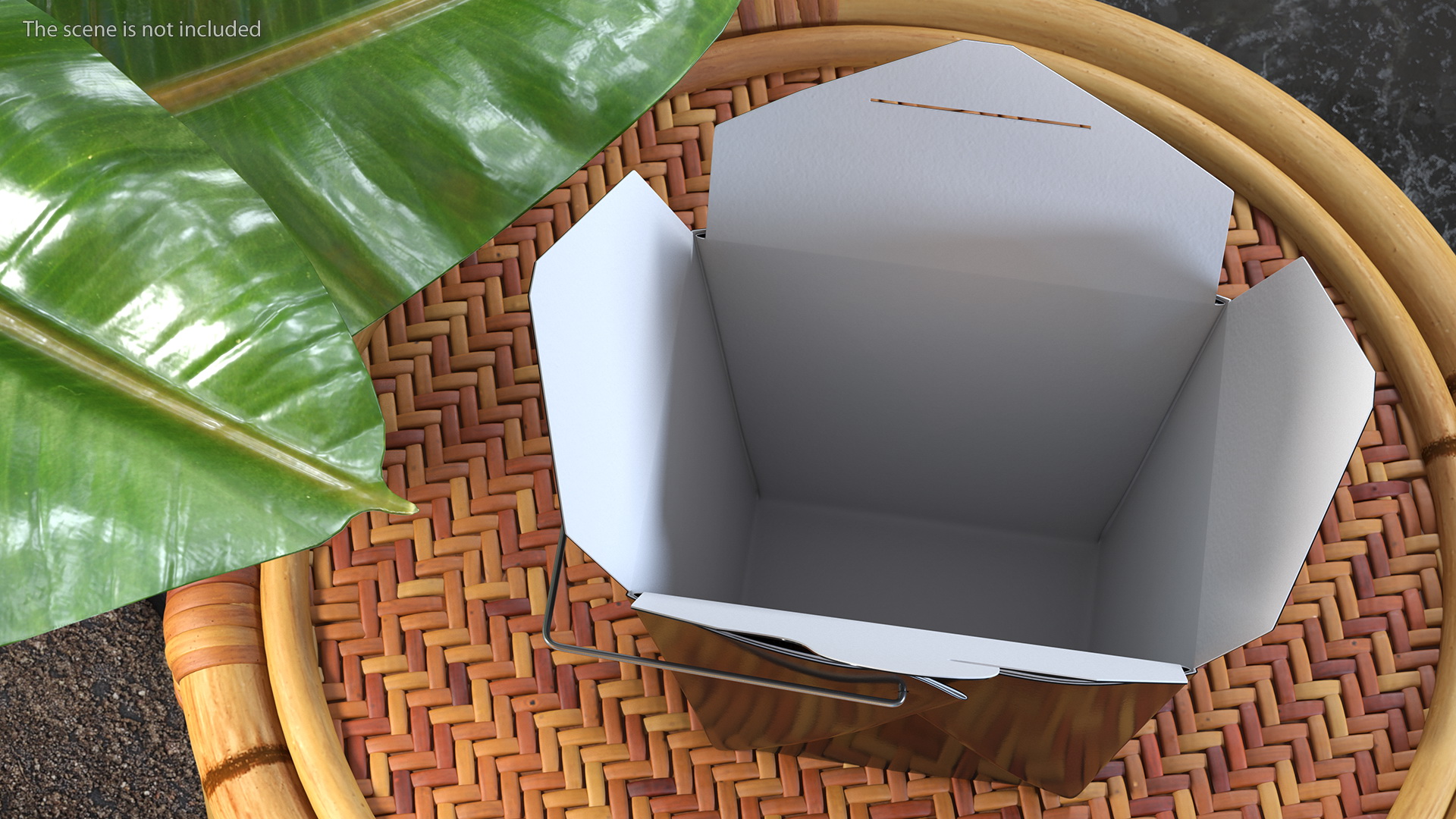 Black Paper Chinese Takeout Box 32 Oz Opened 3D model