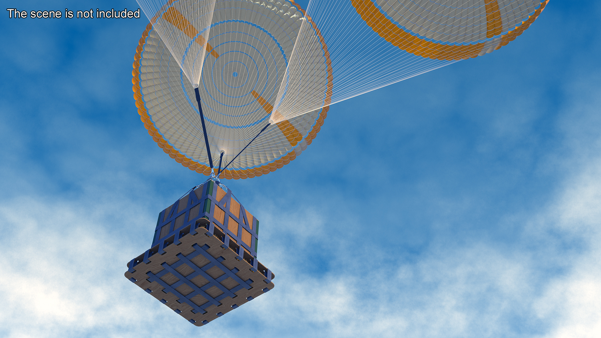 3D Subscale Parachute Triple with Cargo Yellow model