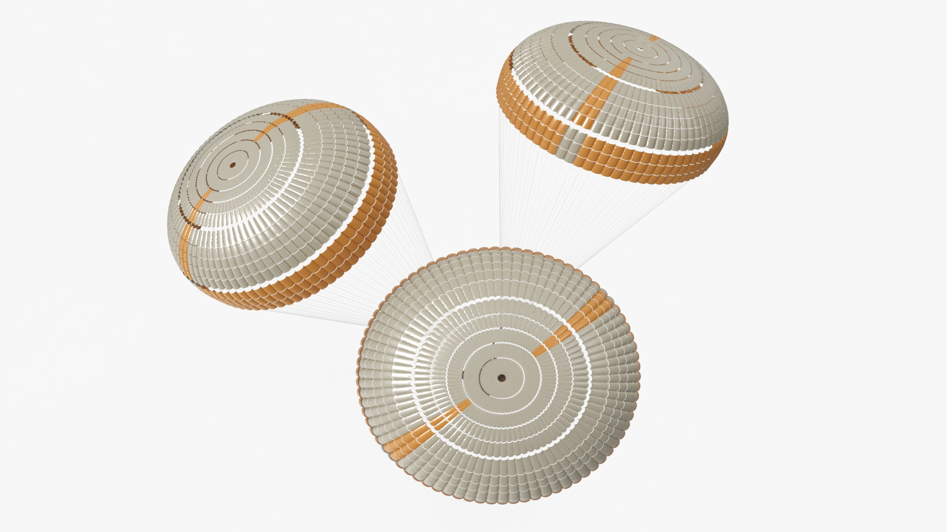 3D Subscale Parachute Triple with Cargo Yellow model