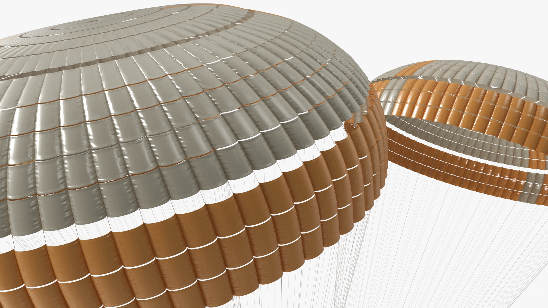 3D Subscale Parachute Triple with Cargo Yellow model