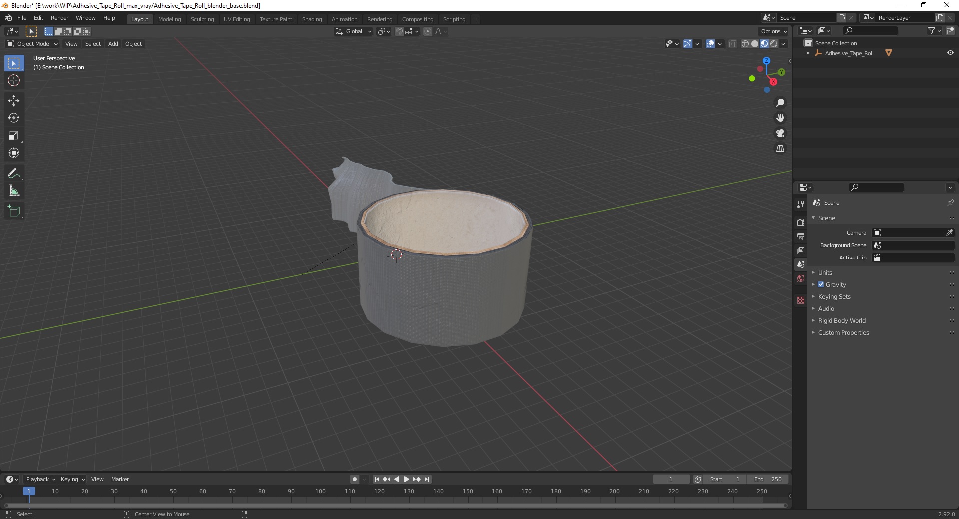 3D Adhesive Tape Roll model