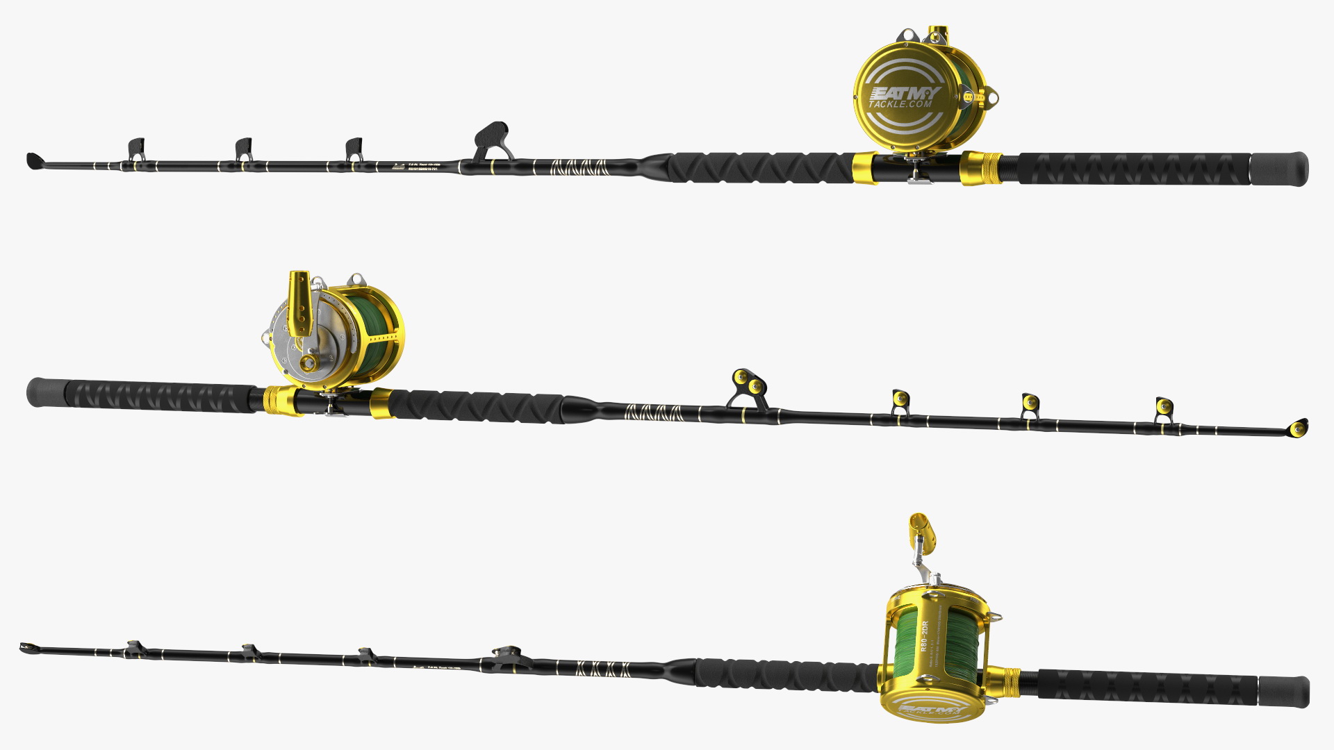 3D model EatMyTackle 80 Wide 2Speed Fishing Reel Bue Marlin Tournament Rod