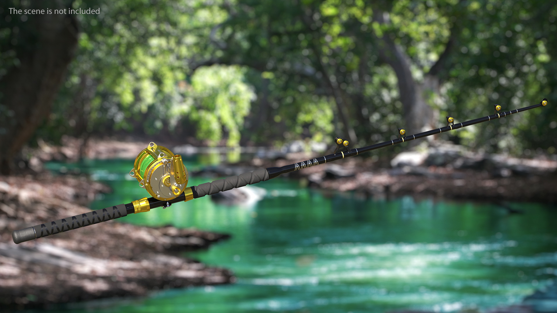 3D model EatMyTackle 80 Wide 2Speed Fishing Reel Bue Marlin Tournament Rod