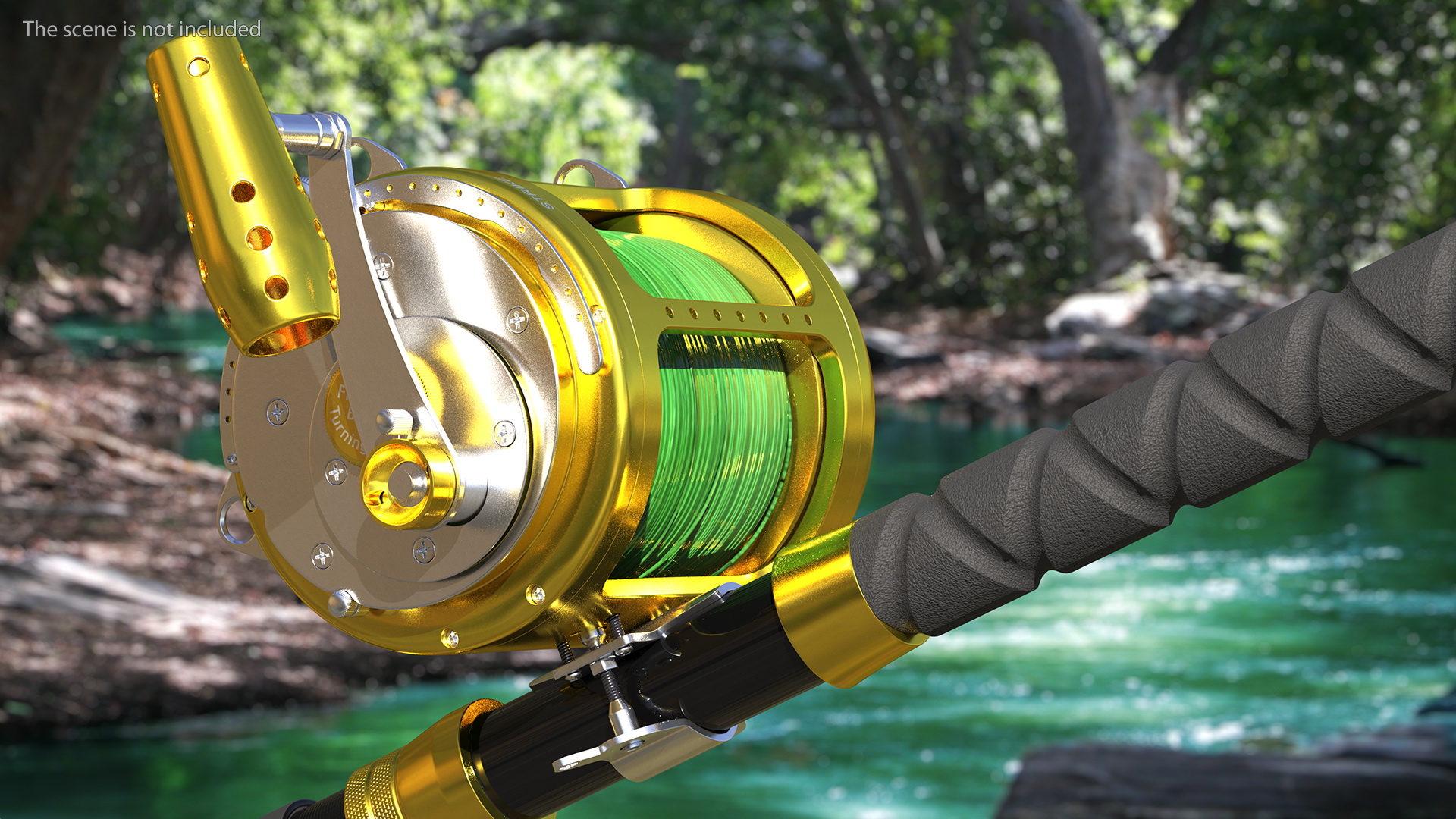3D model EatMyTackle 80 Wide 2Speed Fishing Reel Bue Marlin Tournament Rod