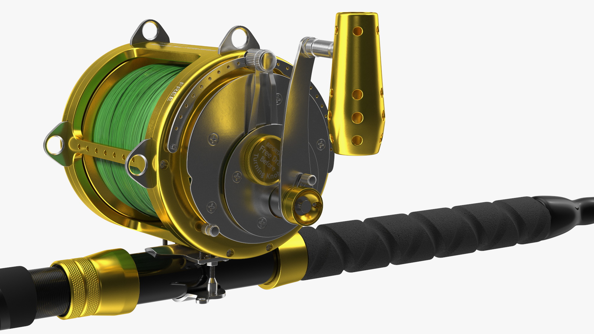 3D model EatMyTackle 80 Wide 2Speed Fishing Reel Bue Marlin Tournament Rod