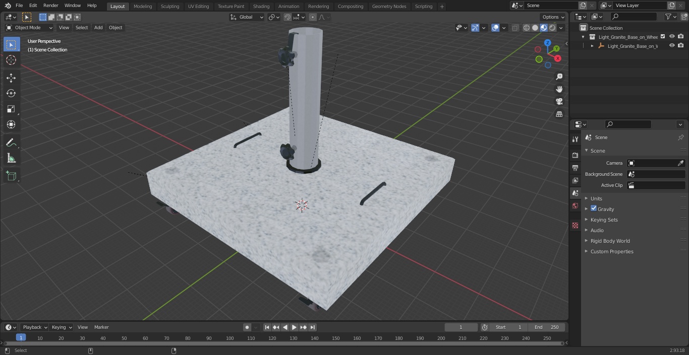 3D Light Granite Base on Wheels model