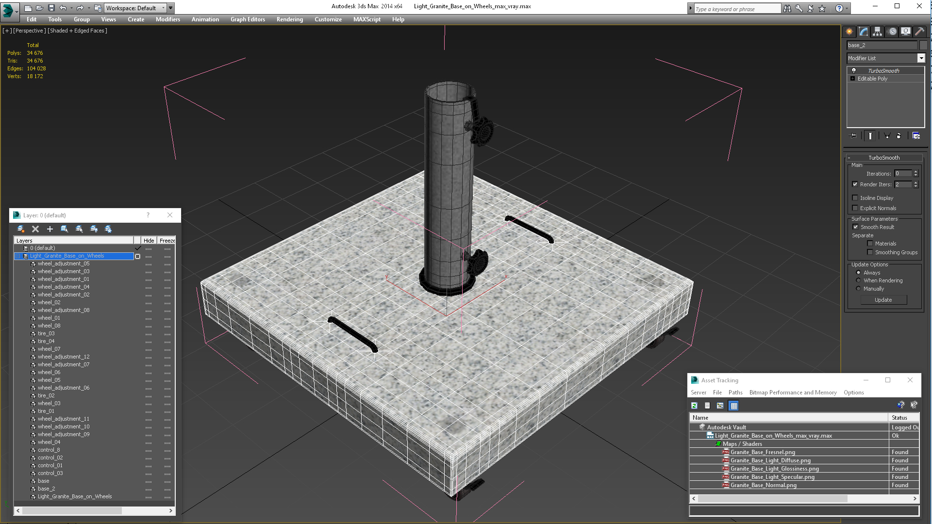 3D Light Granite Base on Wheels model