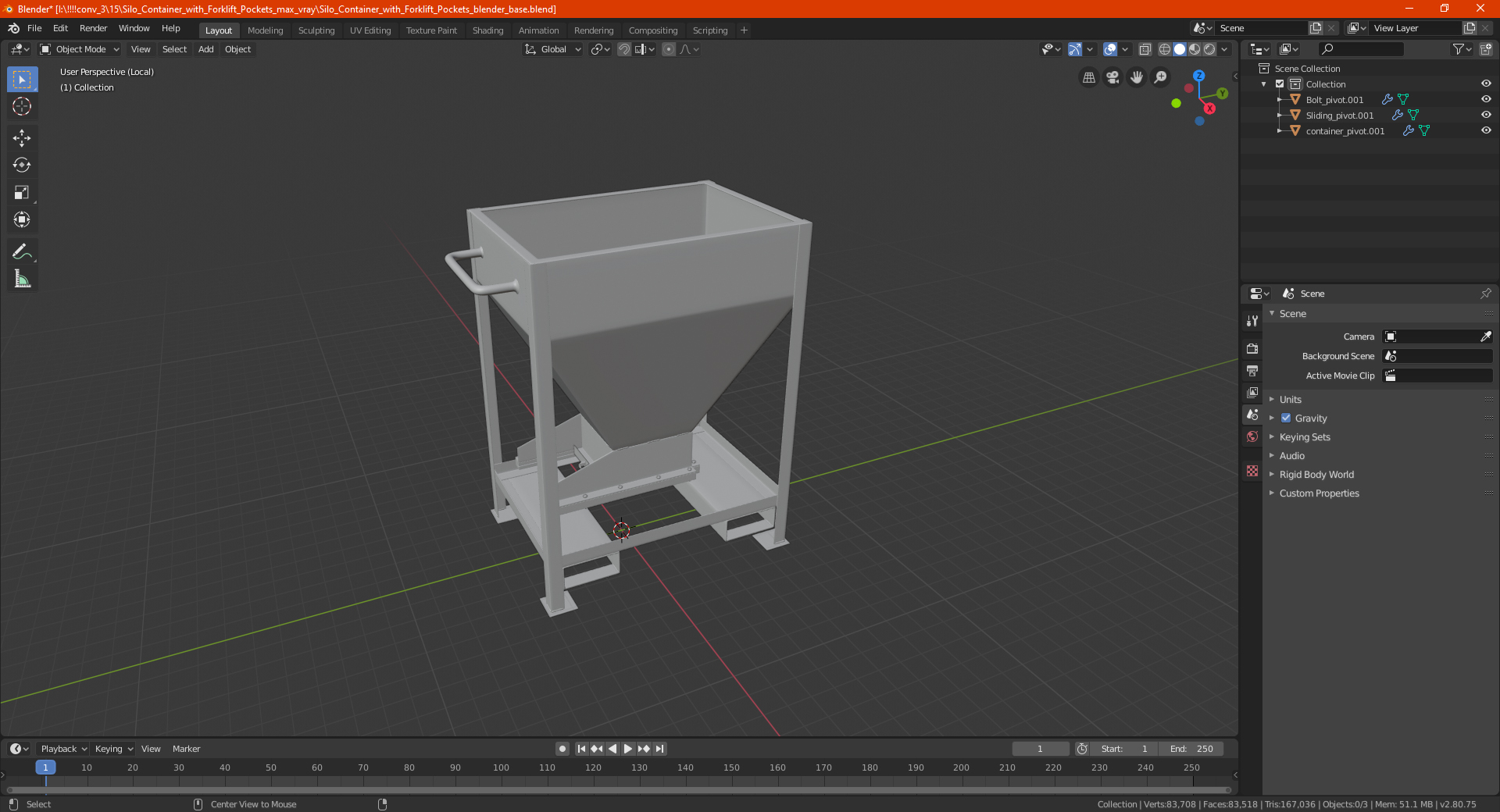 3D Silo Container with Forklift Pockets