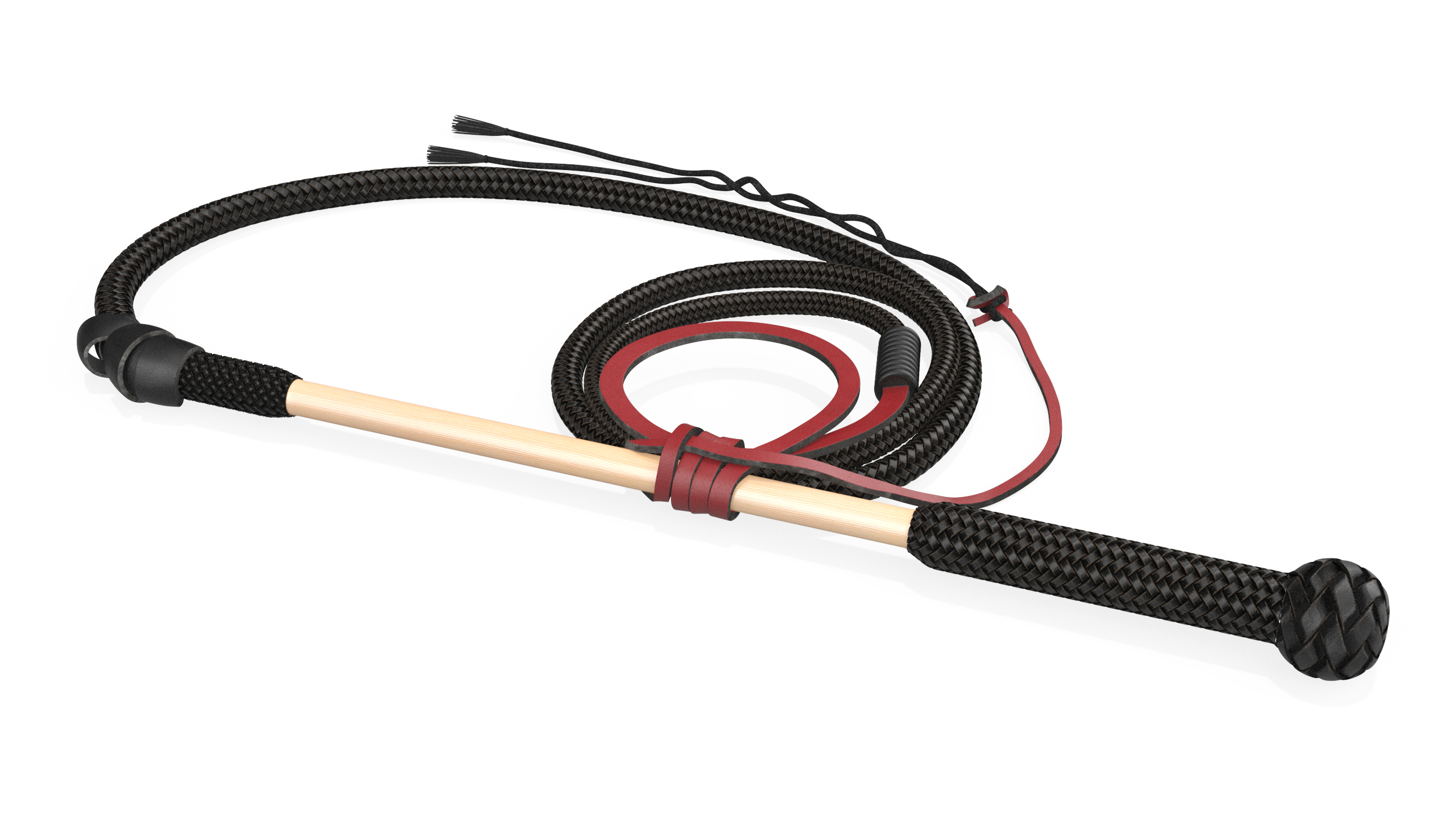 3D model Leather Bullwhip Coiled Black Rigged for Maya