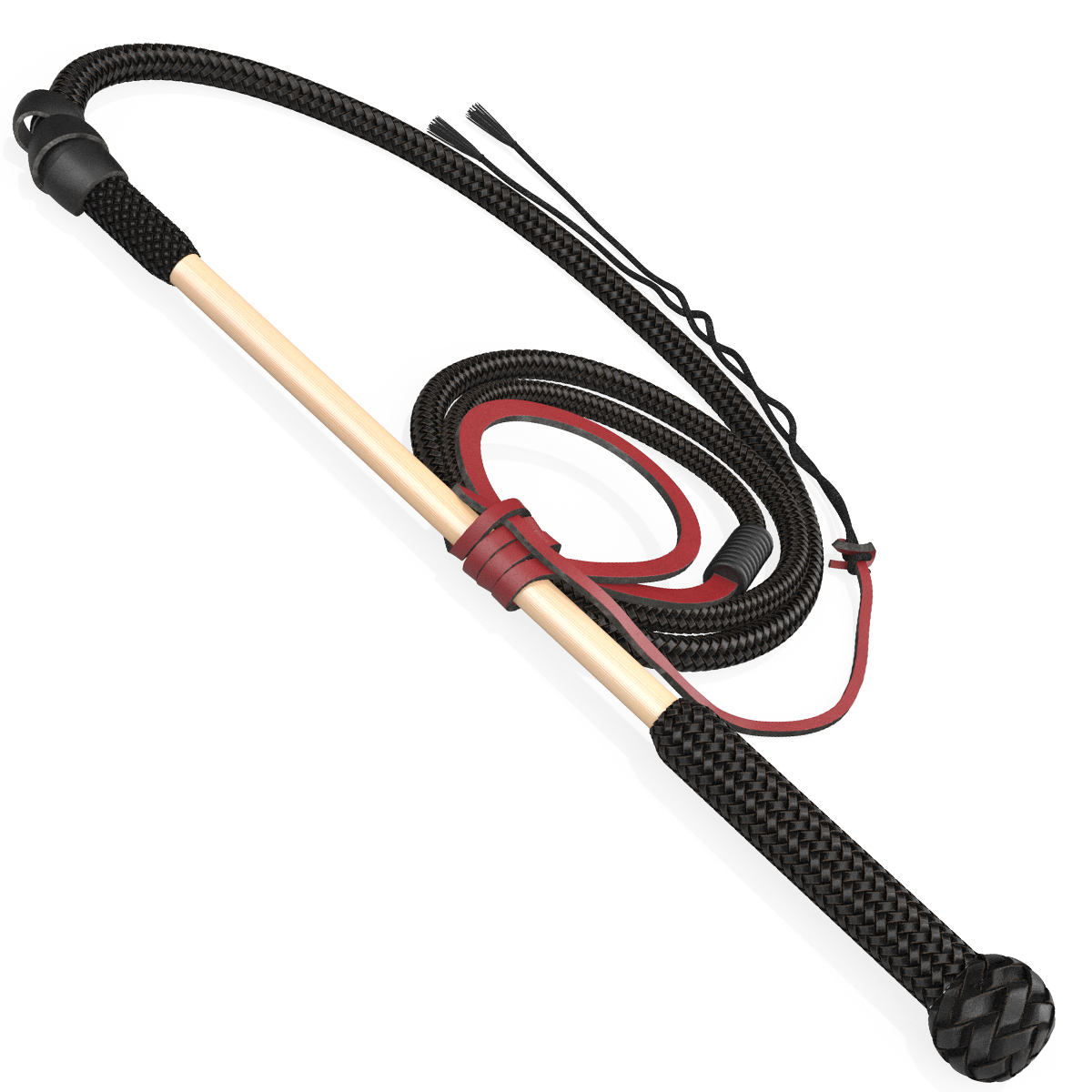 3D model Leather Bullwhip Coiled Black Rigged for Maya
