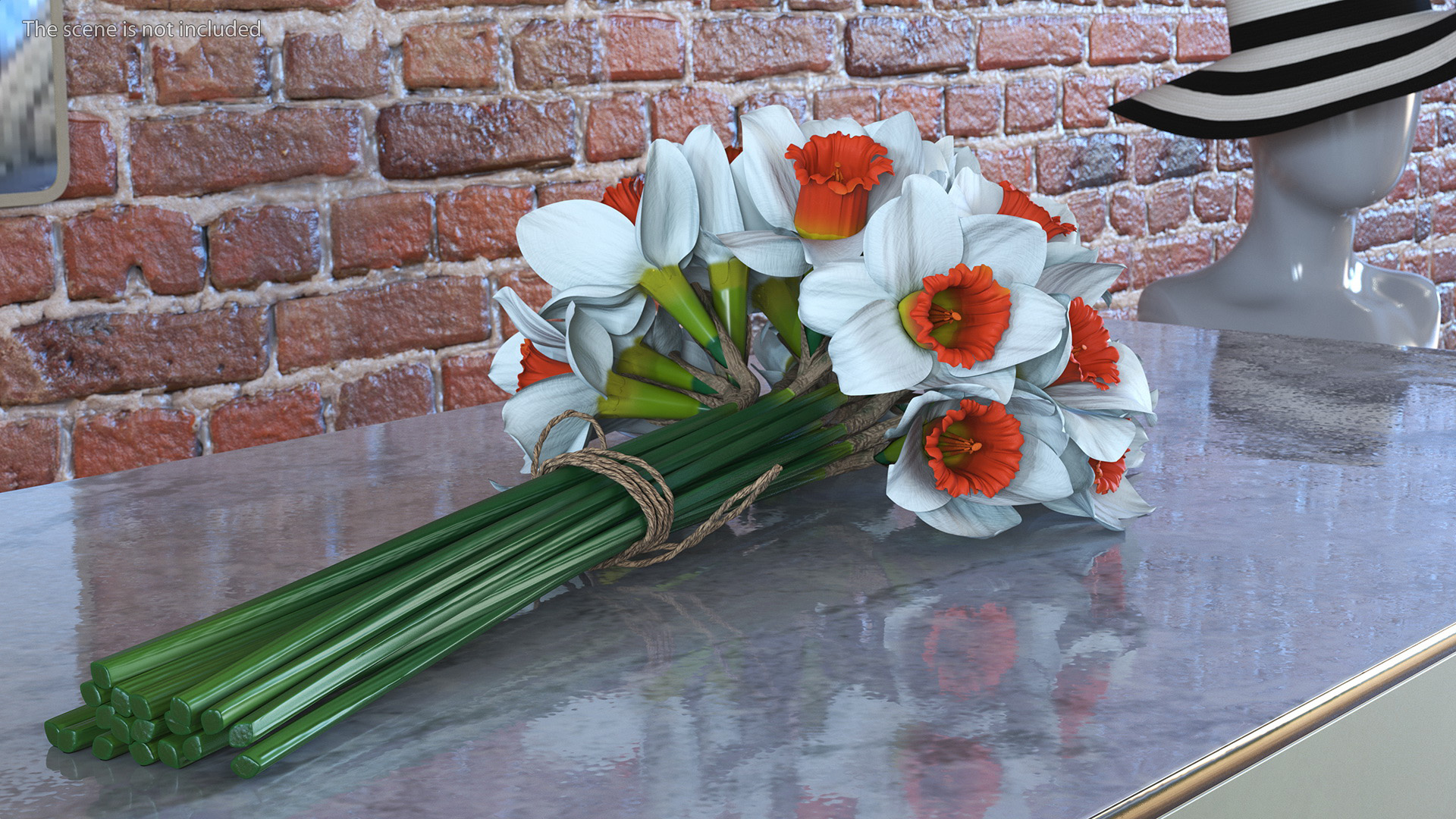 3D Bouquet of Narcissus Flowers model