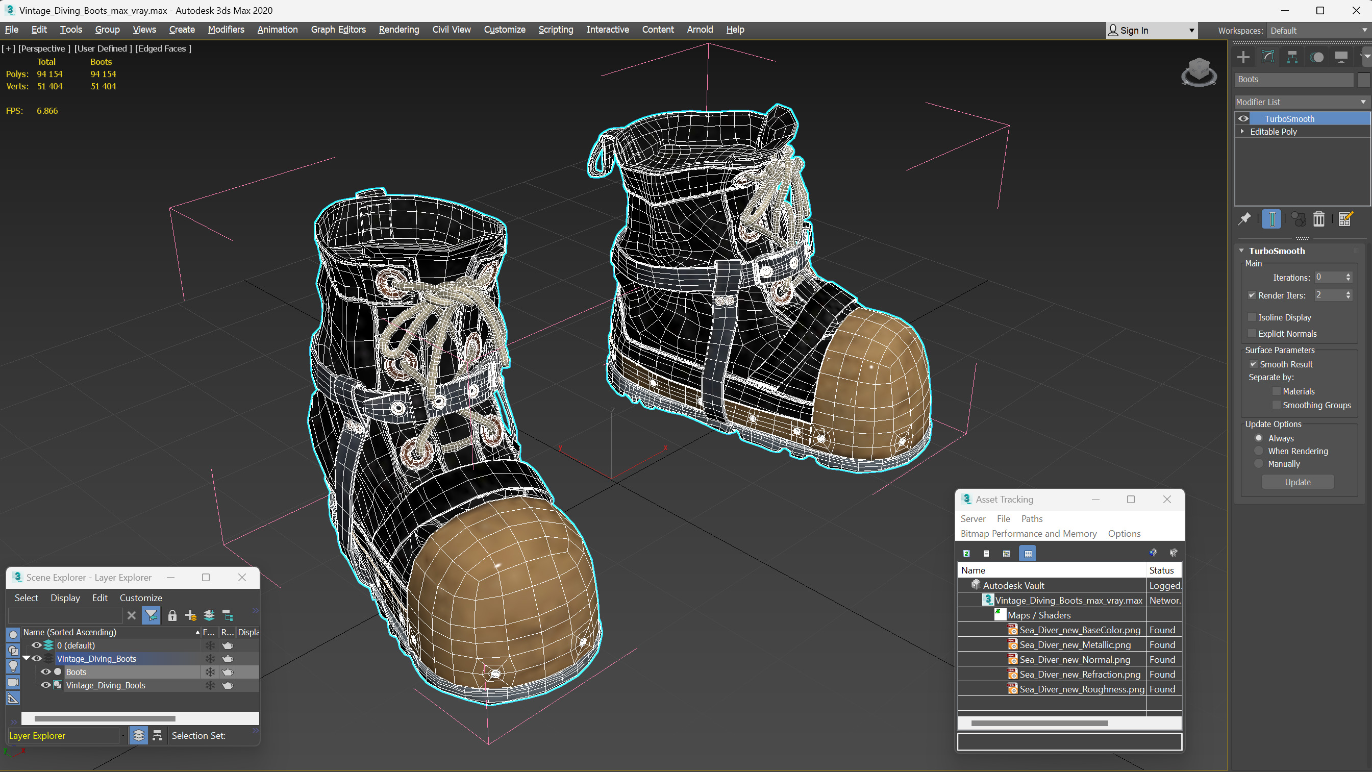 3D model Vintage Diving Boots