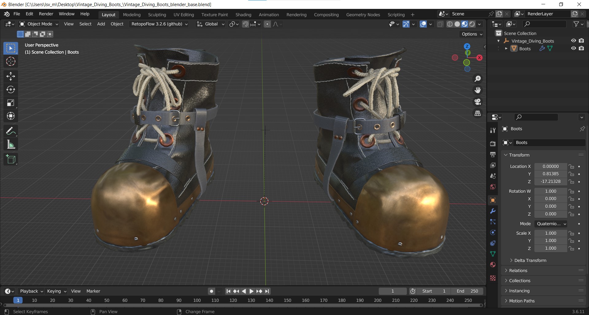 3D model Vintage Diving Boots