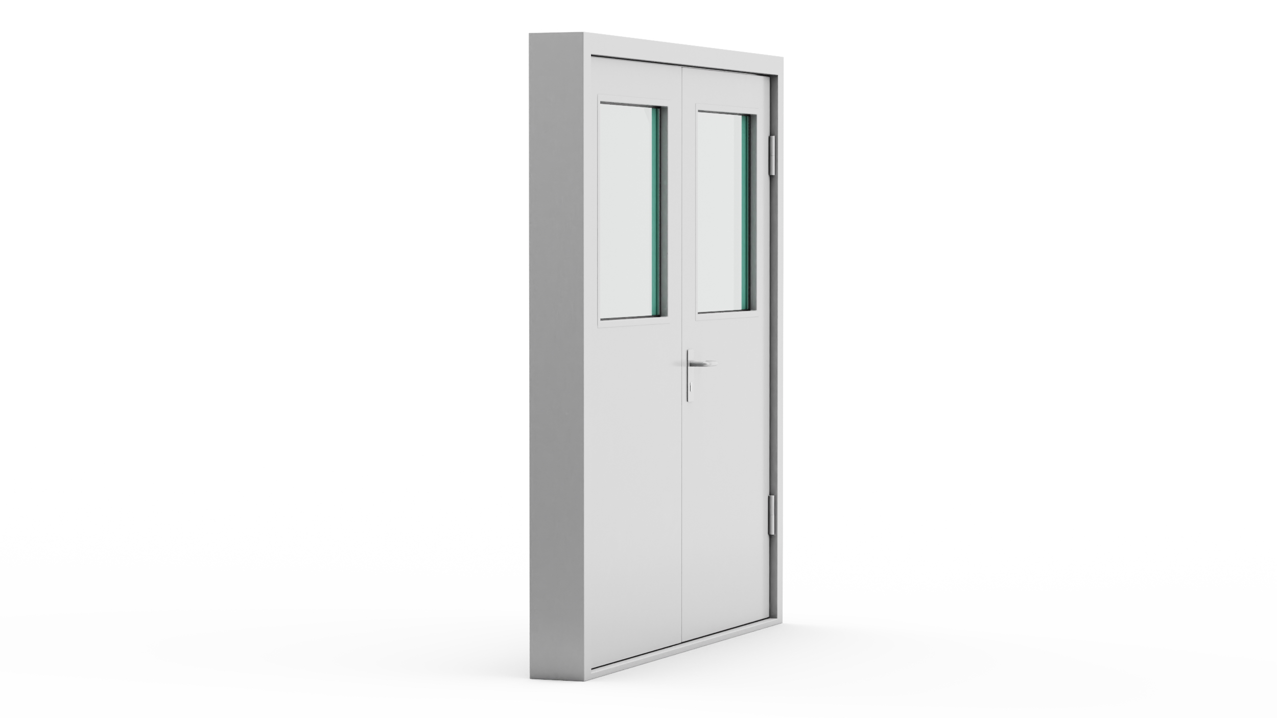 3D model Grey Fire Exit Doors with Panic Bar