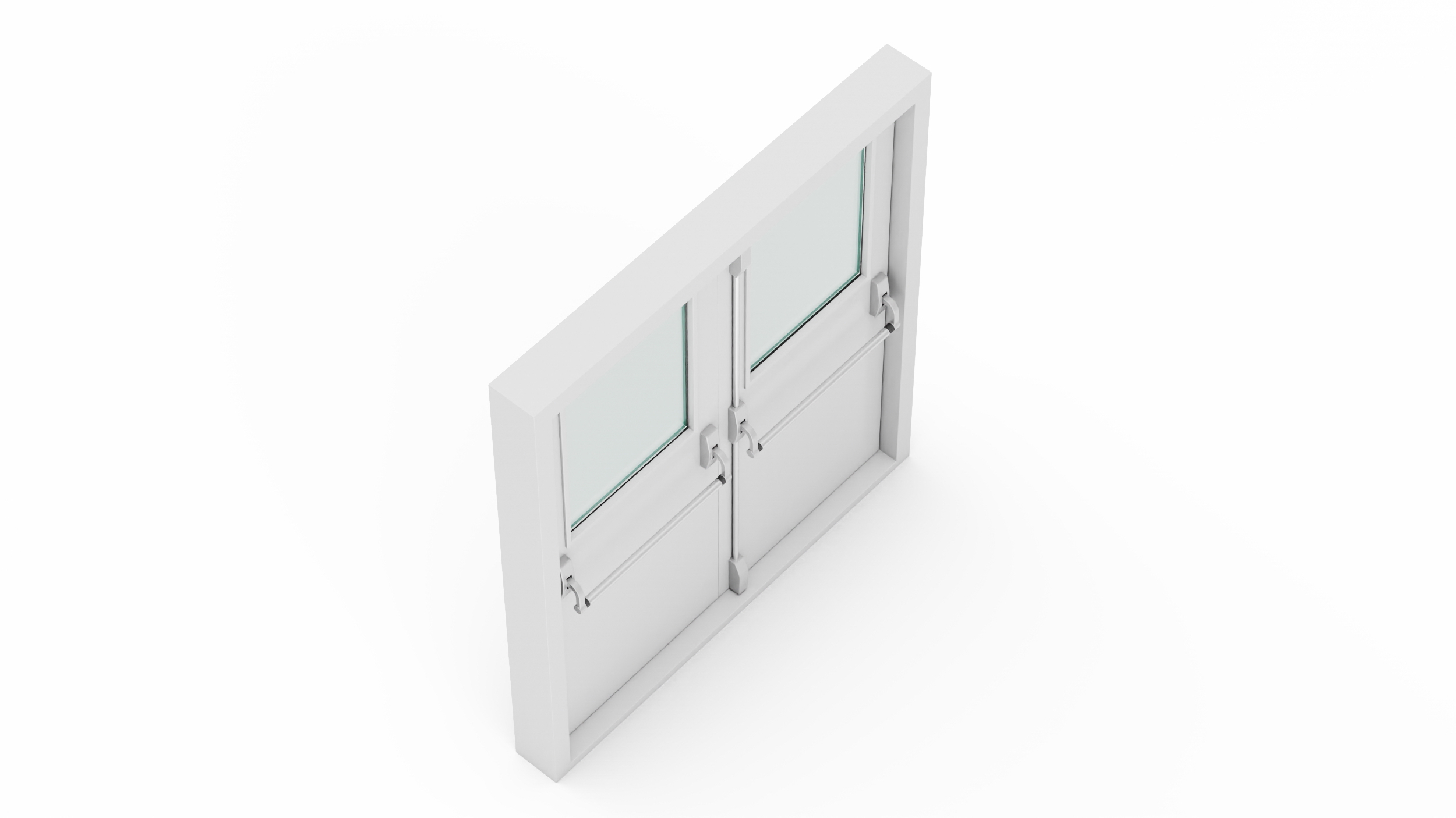 3D model Grey Fire Exit Doors with Panic Bar