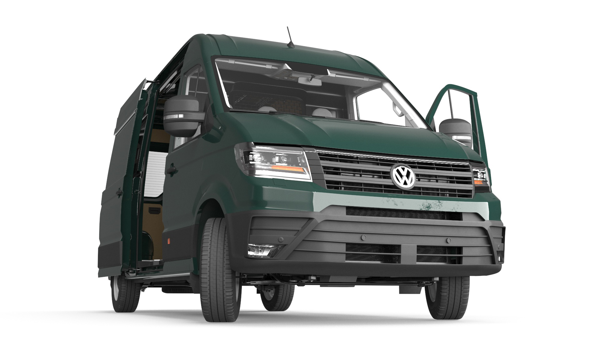3D model Volkswagen Crafter Van 2024 Green Color Rigged for Maya