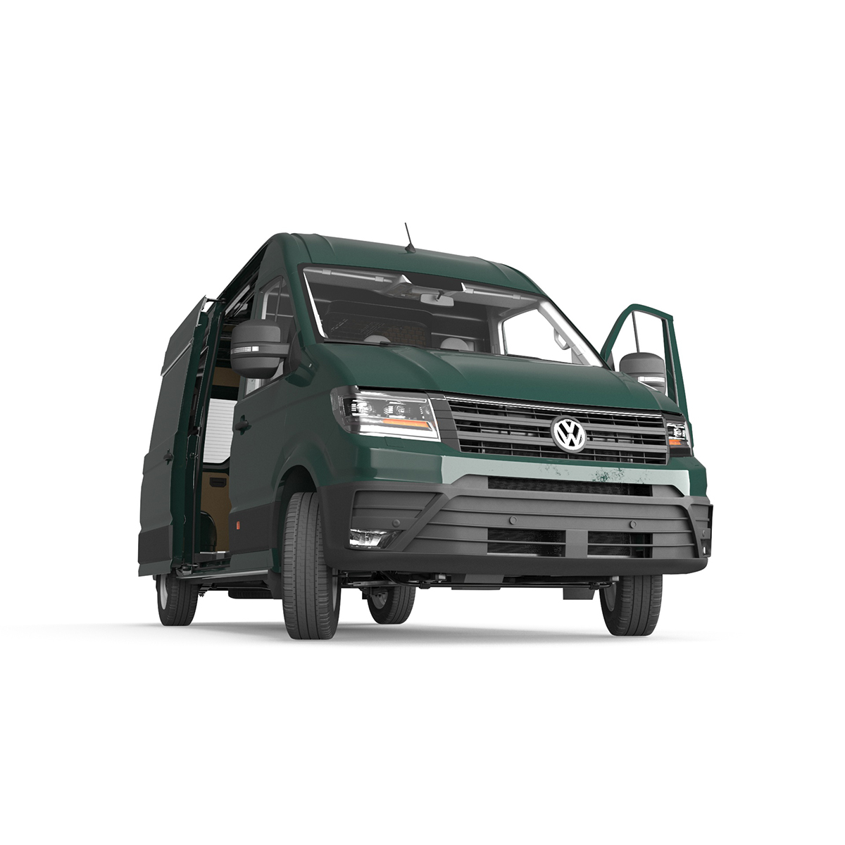 3D model Volkswagen Crafter Van 2024 Green Color Rigged for Maya