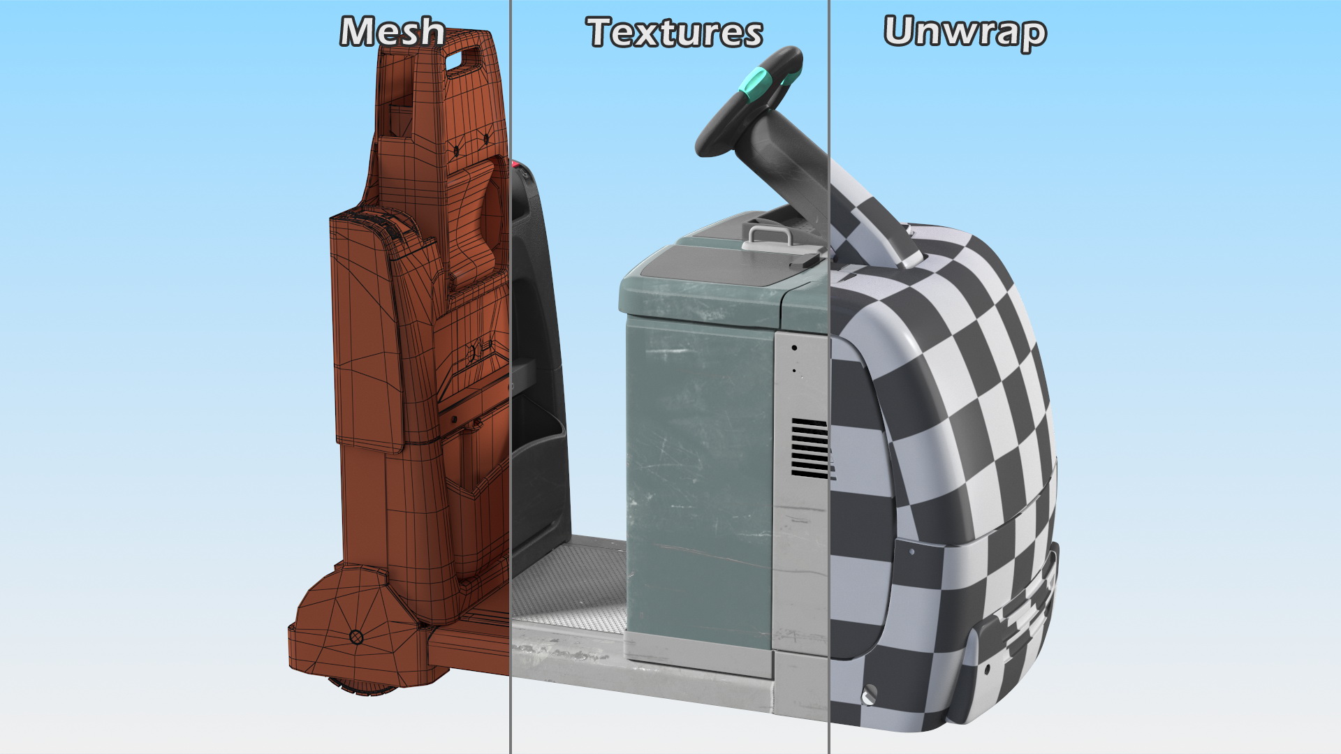 Tow Tractor Dirty Rigged 3D model