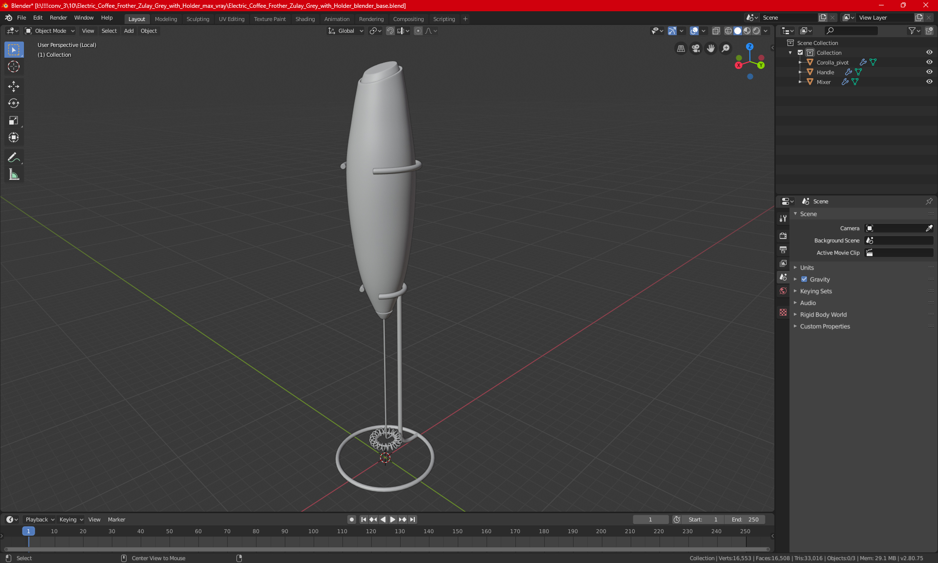 3D Red Milk Frother with Holder model
