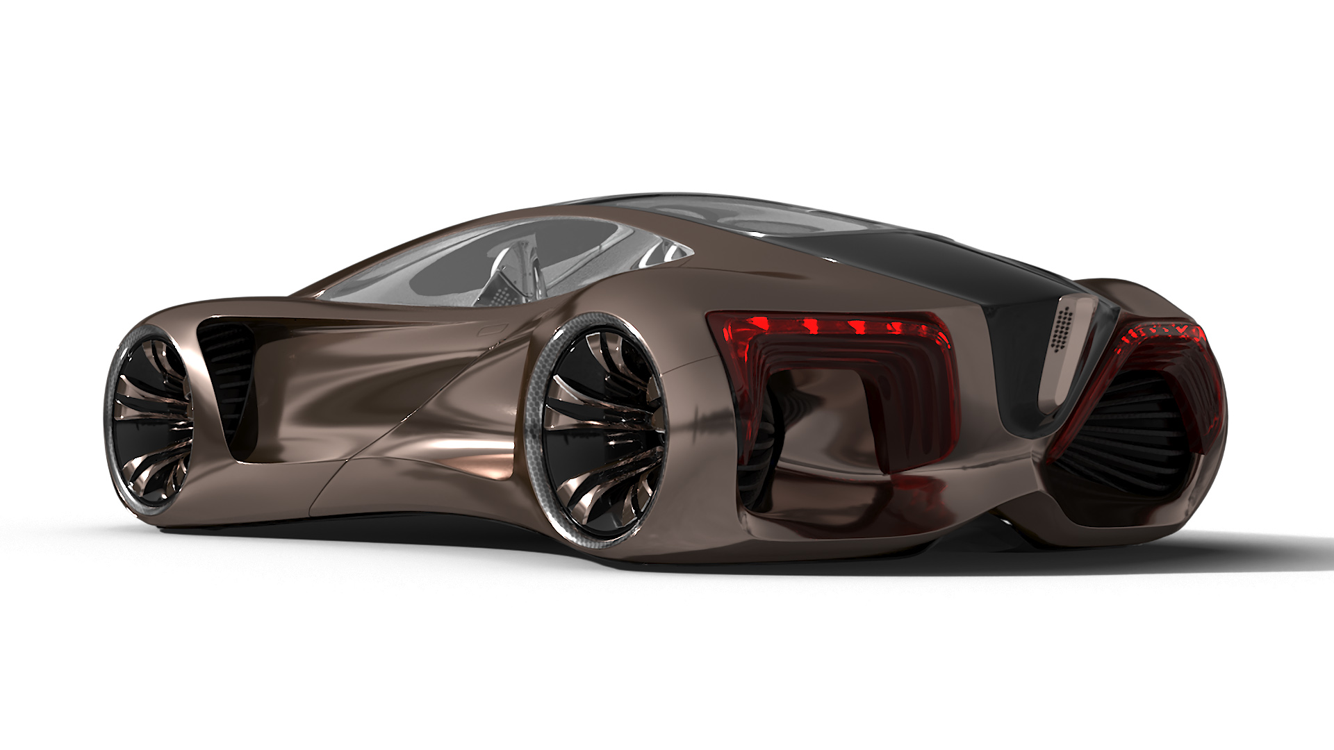 3D Futuristic Concept Car Design Petra Gold Color Rigged model